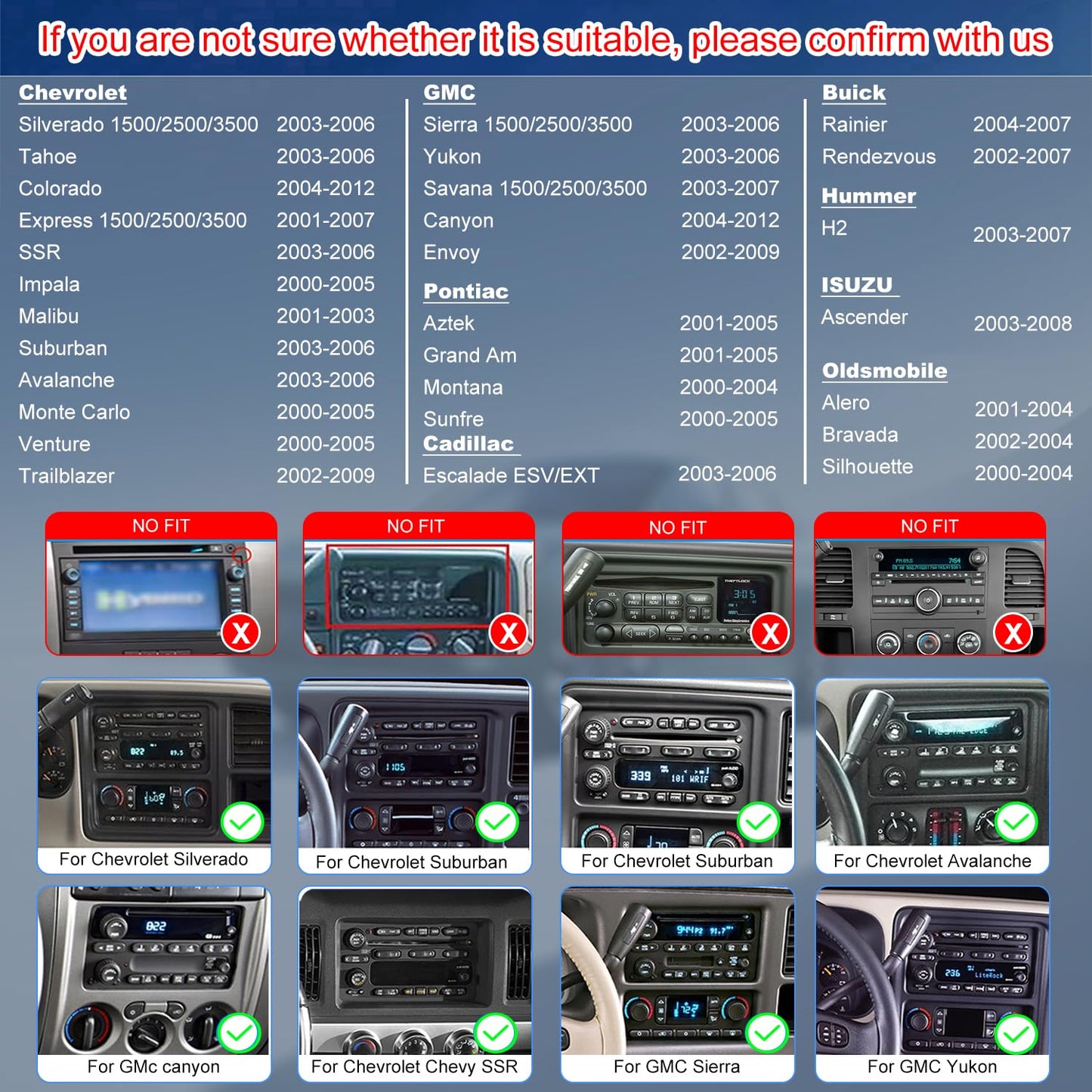Radio WiFi 5G para Chevrolet Colorado 2004-2012, Chevy Express 2001-2007, Impala 2000-2005, GMC Savana 2002-2008, Canyon 2004-2012, estéreo 7 pulgadas, CarPlay, Android Auto, GPS, cámara, FM Bluetooth