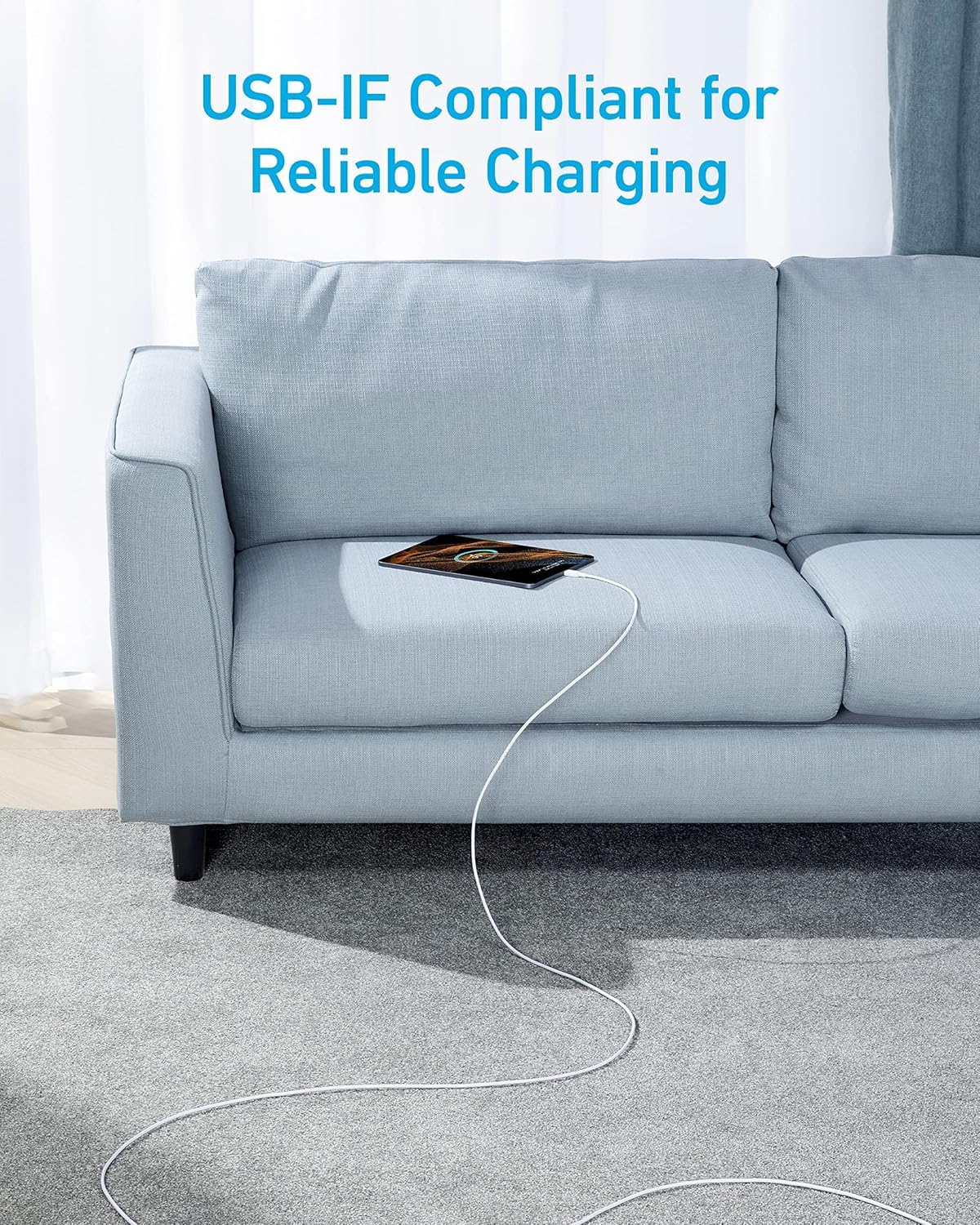 Cable USB C Anker 310 Blanco 60 W de 10 Pies para Carga Rápida