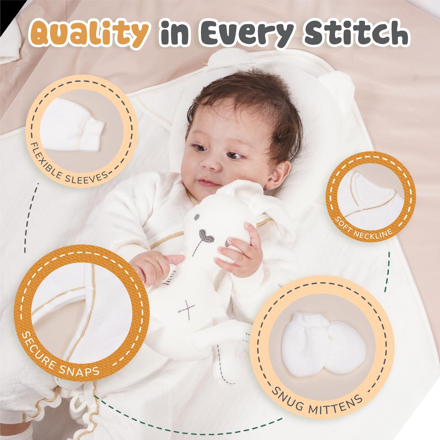 Juego de 20 piezas de conejo de algodón orgánico de invierno para bebé, cesta de lujo para baby shower, artículos esenciales para recién nacidos, unisex, 0-6 meses