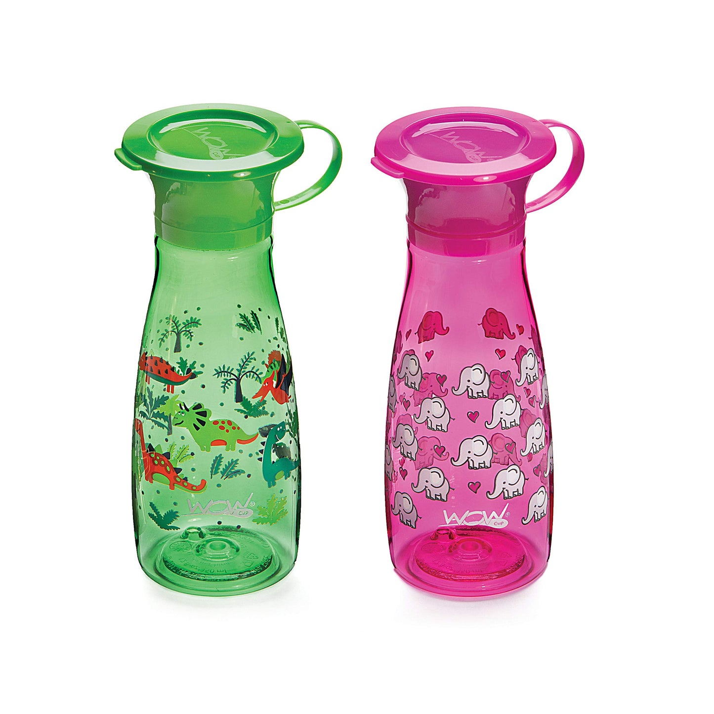 Wow Cup Mini 360 - Taza para beber, 12 onzas, paquete de 2 (rosa/verde)