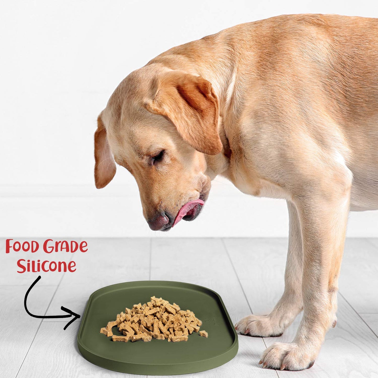 Alfombrilla para Comida DogBuddy Verde Caqui Antideslizante Impermeable para Perro Pequeño