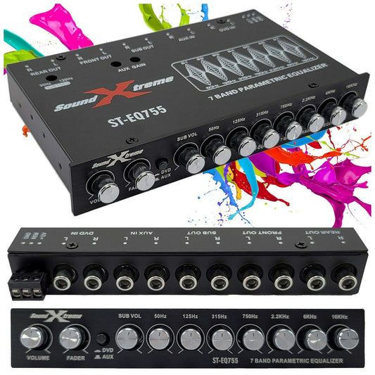 Ecualizador Paramétrico de Audio SoundXtreme ST-EQ755 Negro 7 Bandas 8 Voltios RMS para Coche