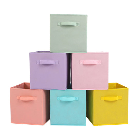 Cubos de almacenamiento de tela de 13 x 13 x 13 pulgadas, paquete de 6, cubos de almacenamiento duraderos de colores divertidos con asas,varios colores