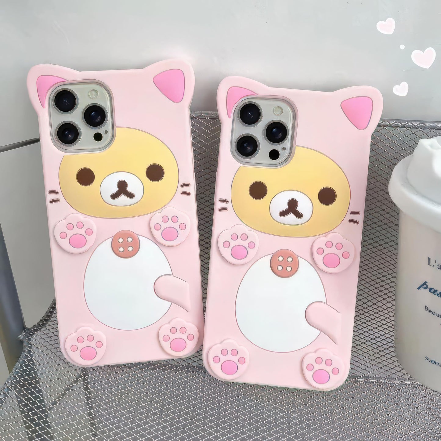 IAIYOXI - Funda 3D con diseño de oso de dibujos animados para iPhone SE 2022, de moda y elegante, divertido diseño de oso rosa, funda protectora de TPU suave, funda de silicona Kawaii para mujeres,
