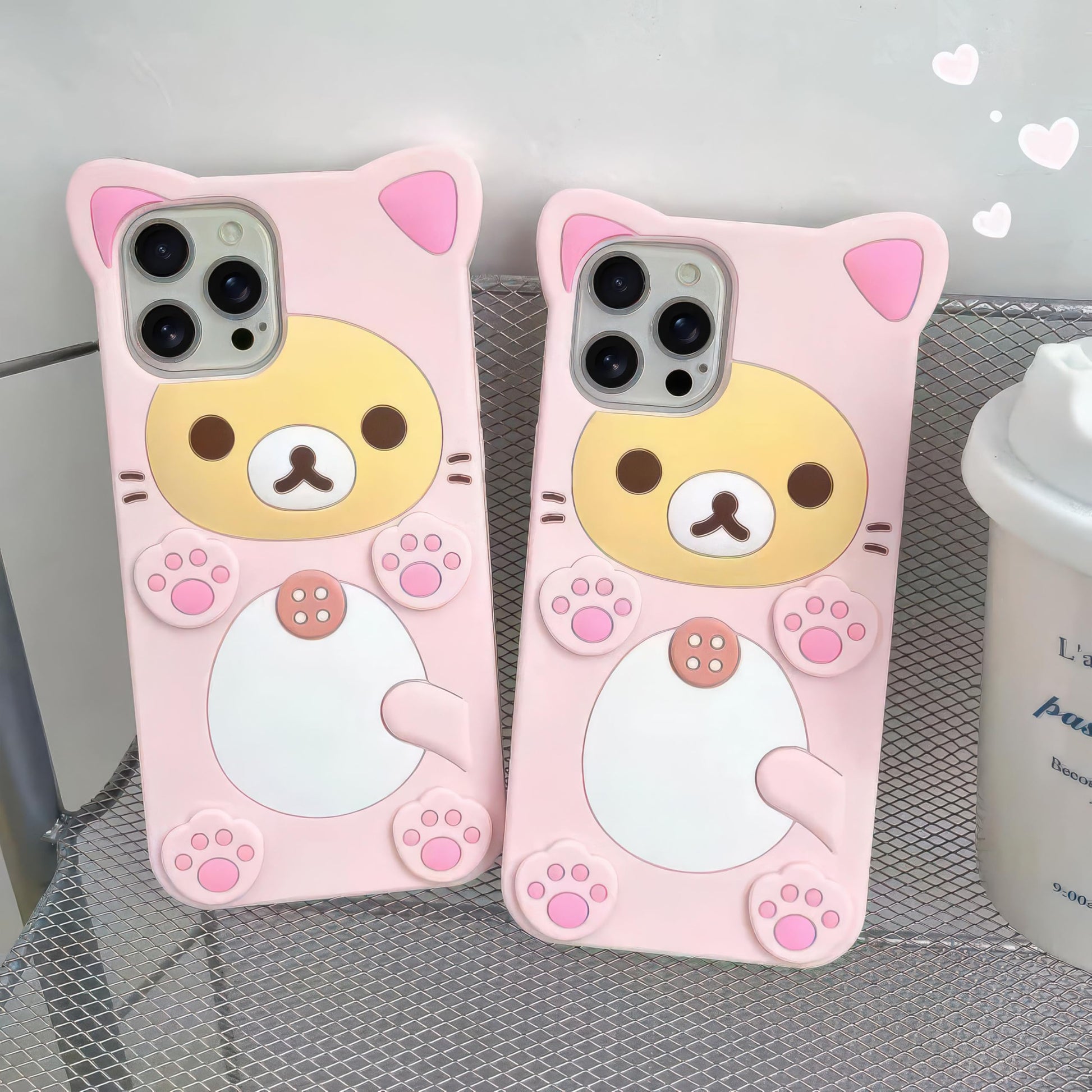 IAIYOXI - Funda 3D con diseño de oso de dibujos animados para iPhone SE 2022, de moda y elegante, divertido diseño de oso rosa, funda protectora de TPU suave, funda de silicona Kawaii para mujeres,