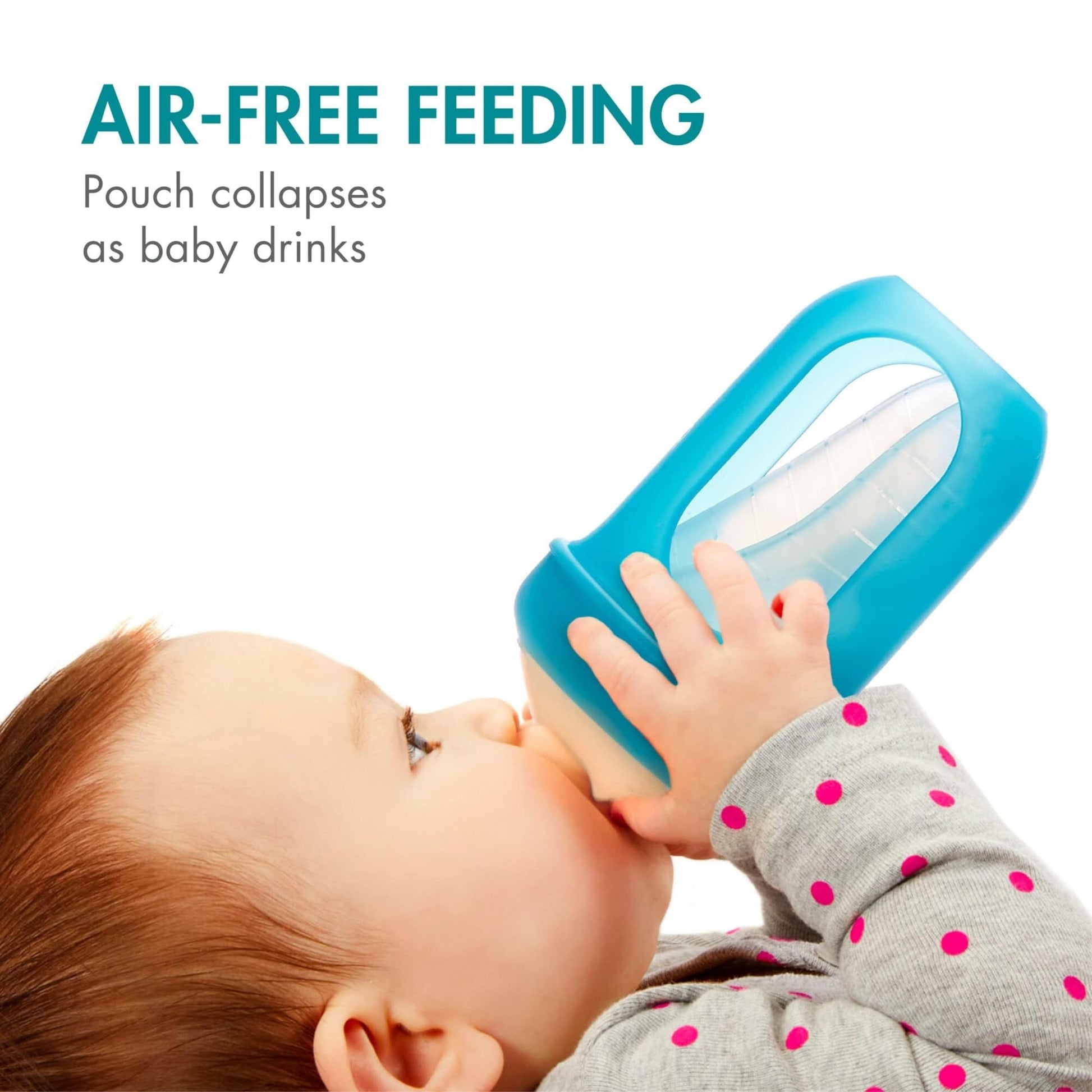 Boon Nursh - Bolsa de silicona reutilizable para biberones – Pezón de flujo lento – Bolsa de silicona para biberones y pezones – Esenciales de alimentación del bebé – Azul – 0-3 meses – 3 unidades – 4