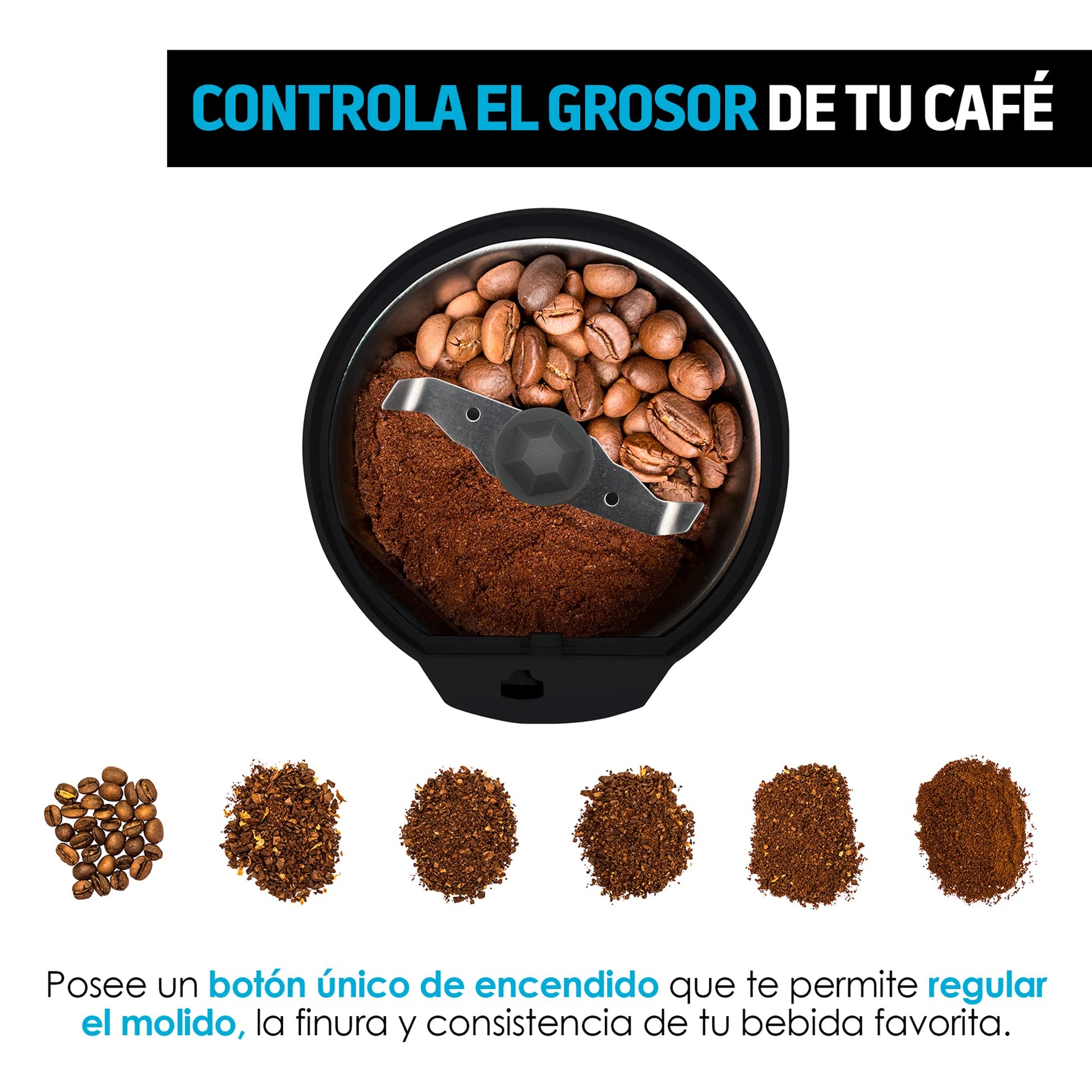Molino de Café Eléctrico Redlemon Negro con Cuchillas de Acero Inoxidable para Prensa Francesa, Cafetera de Goteo y Espresso