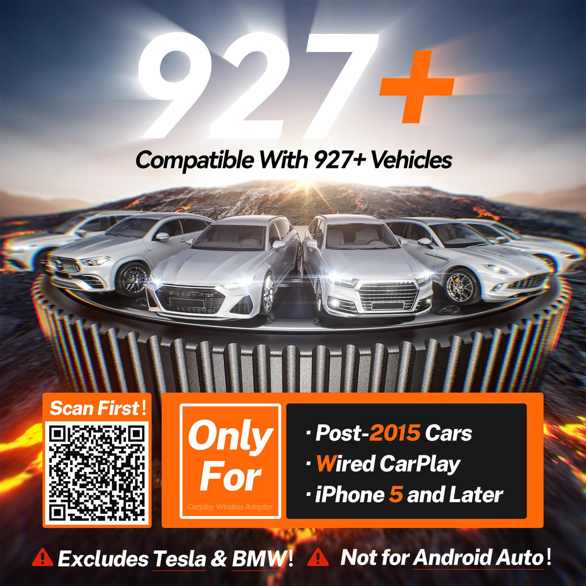 Adaptador Inalámbrico Cleviton Negro Conexión Estable 3X Bluetooth 5.3 y WiFi 6 para Apple Carplay