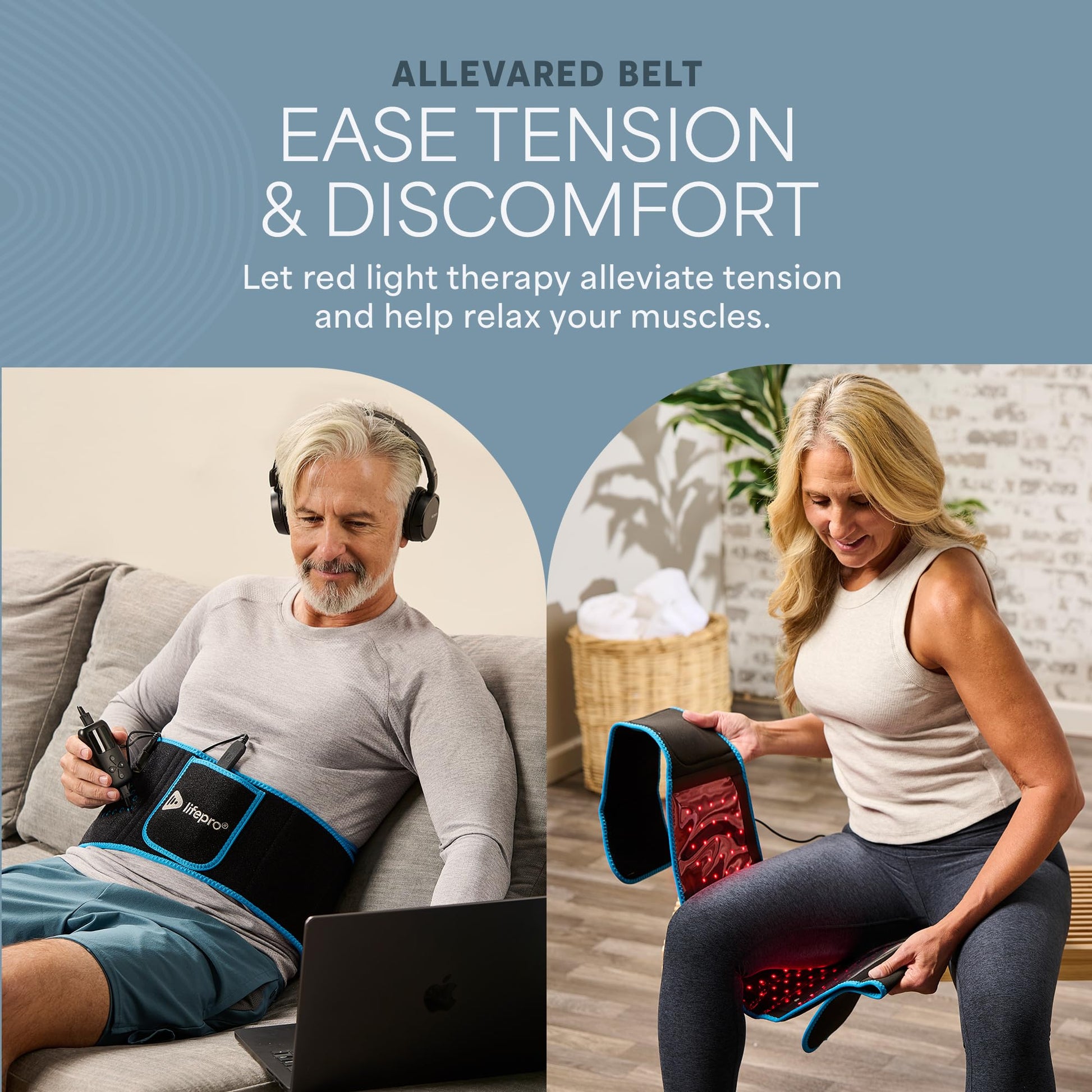 Lifepro - Cinturón de terapia de luz roja - 660 nm y 850 nm con terapia de luz infrarroja y roja cercana para cuerpo, músculos relajantes, inflamación, mejora la circulación