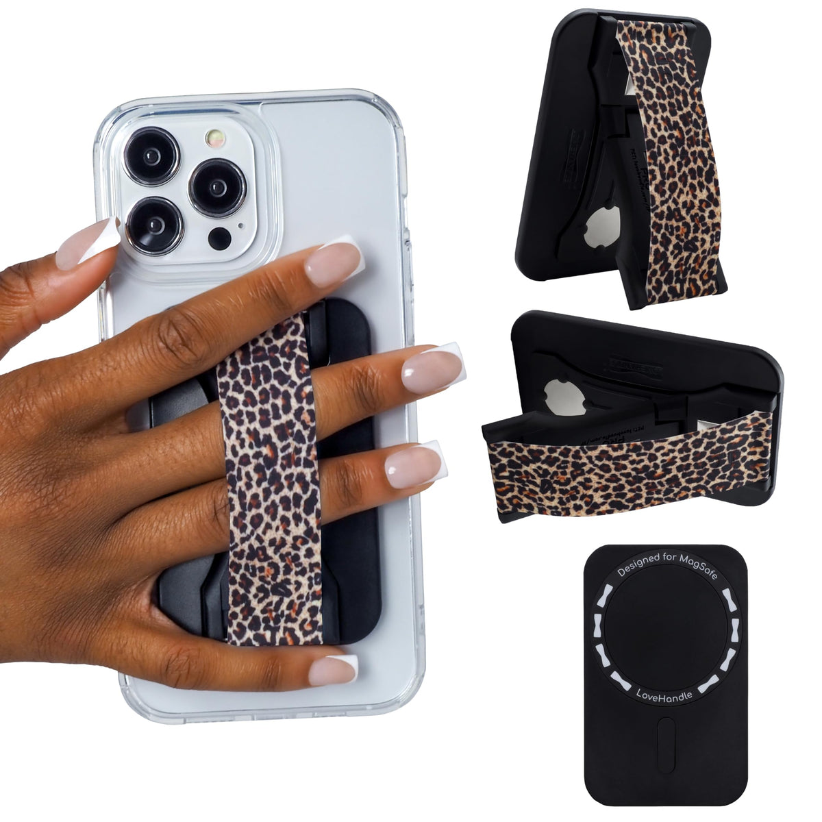 Agarre para Teléfono LOVEHANDLE Leopardo con MagSafe y Soporte