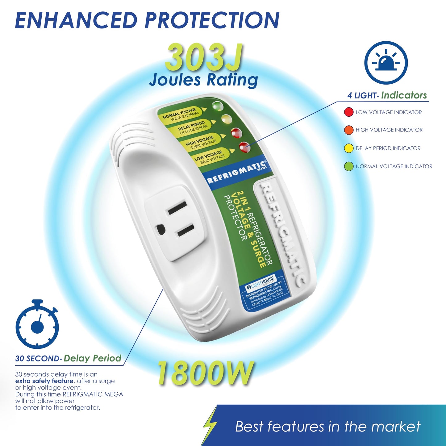 Refrigmatic WS-36300 - Protector de sobretensión electrónico para neveras de hasta 27 pies cúbicos (Paquete de 2)