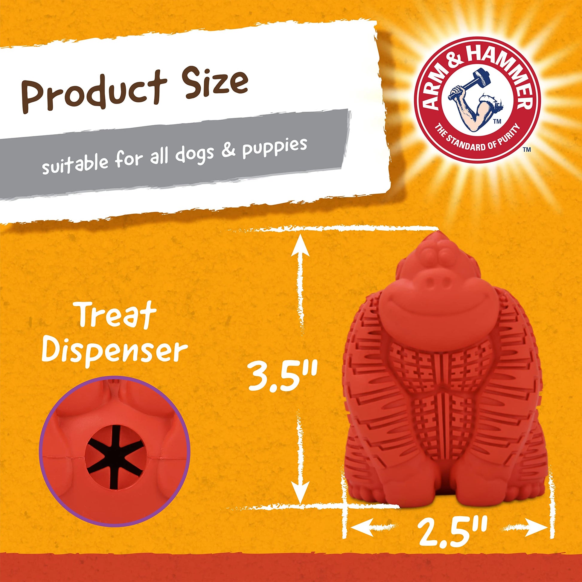 Arm & Hammer Juguete para Perro Mini Gorilla, Limpia Dientes y Reduce Sarro, Ultra Resistente, 1pza