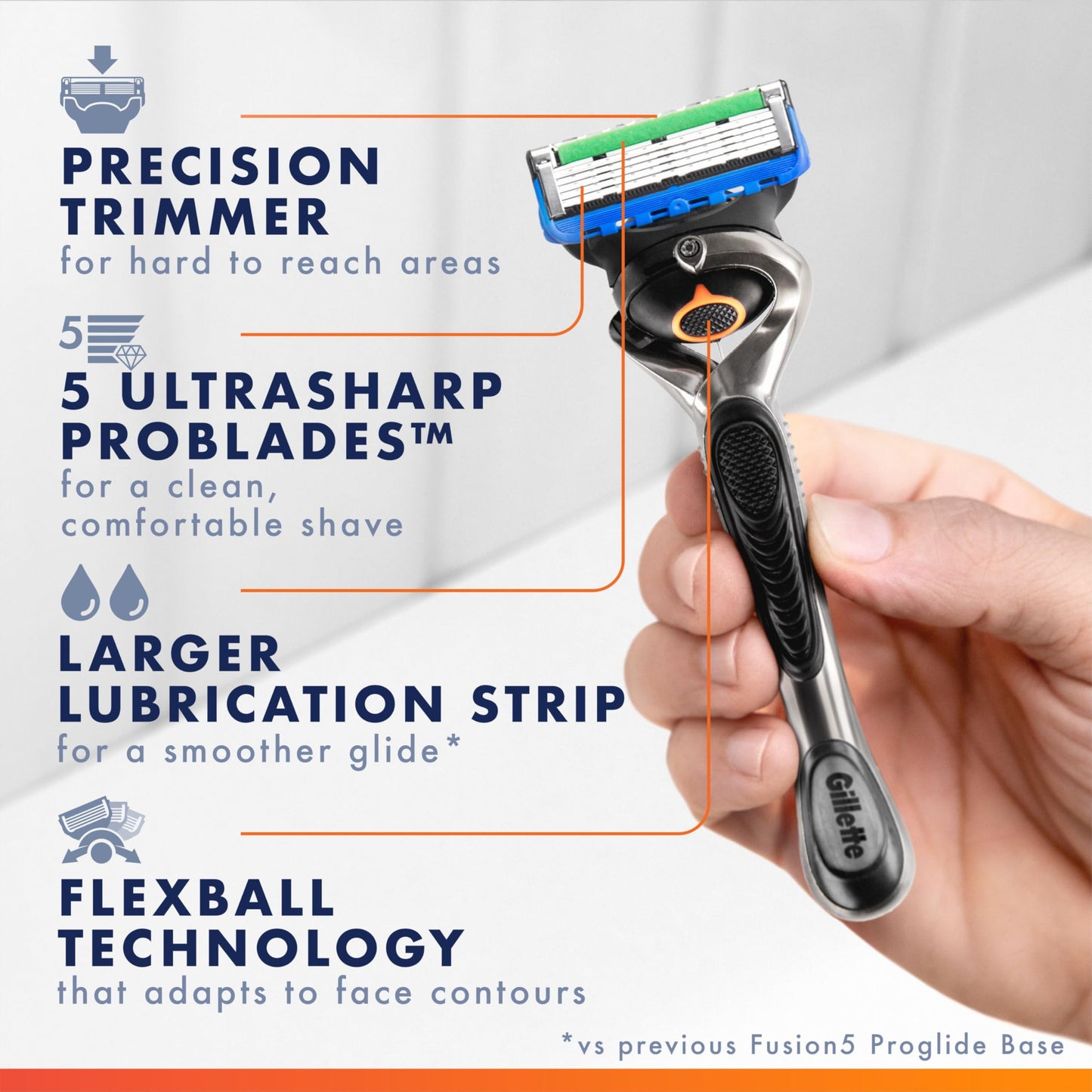 Gillette Fusion ProGlide - Cuchilla de afeitar para hombre, 1 Mango de la maquinilla de afeitar 4 Recambios, 1 Razor Handle + 4 Refills