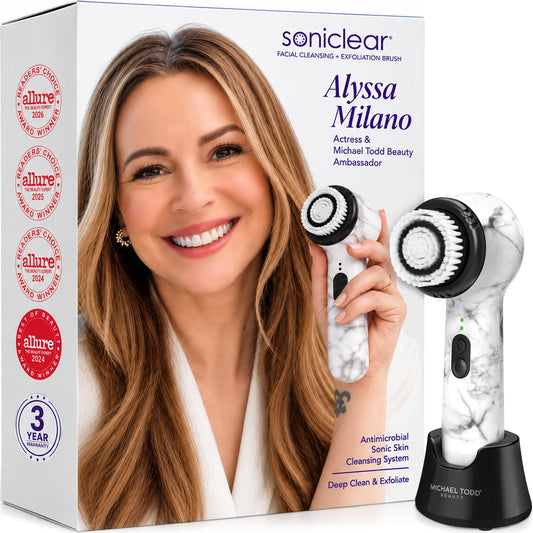 Cepillo de Limpieza Facial Soniclear Petite Michael Todd Beauty Blanco con 3 Velocidades Sonic Powered para Mujer