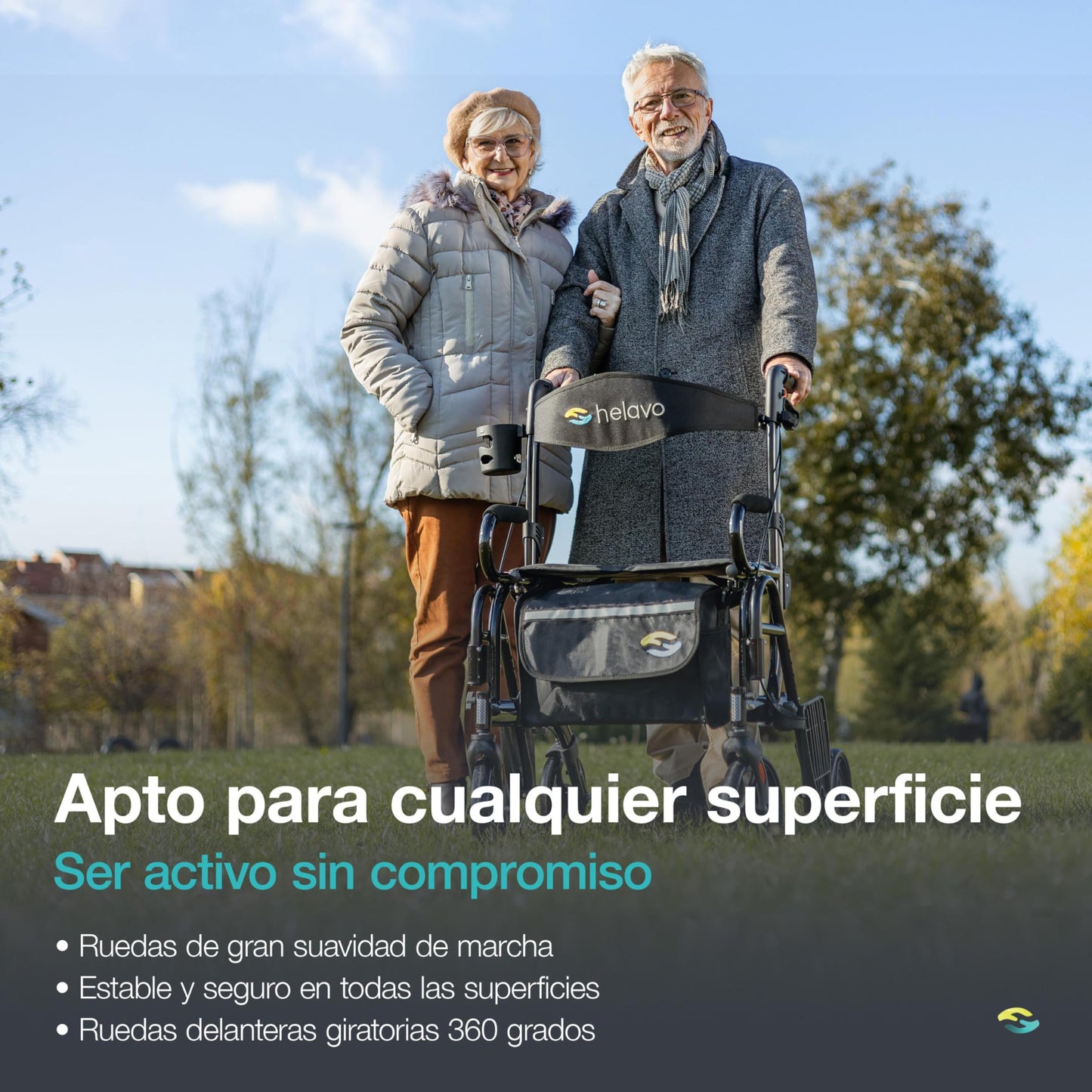 Helavo Andador y Silla de Ruedas 2 en 1 con Ruedas Todo Terreno, Silla de Ruedas Plegable de Aluminio con Reposapiés - Convertible en Silla de Transporte, 136 kg de Capacidad, Confort Ergonómico