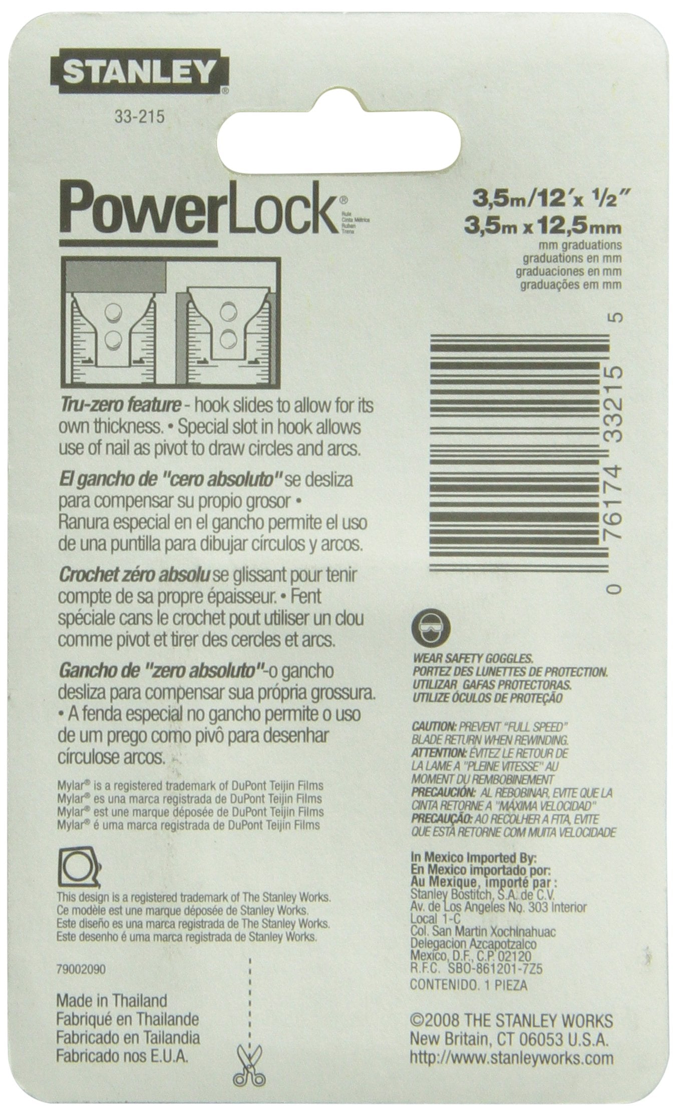 Cinta Métrica STANLEY Power Lock 3.5 m Modelo 33-215MX