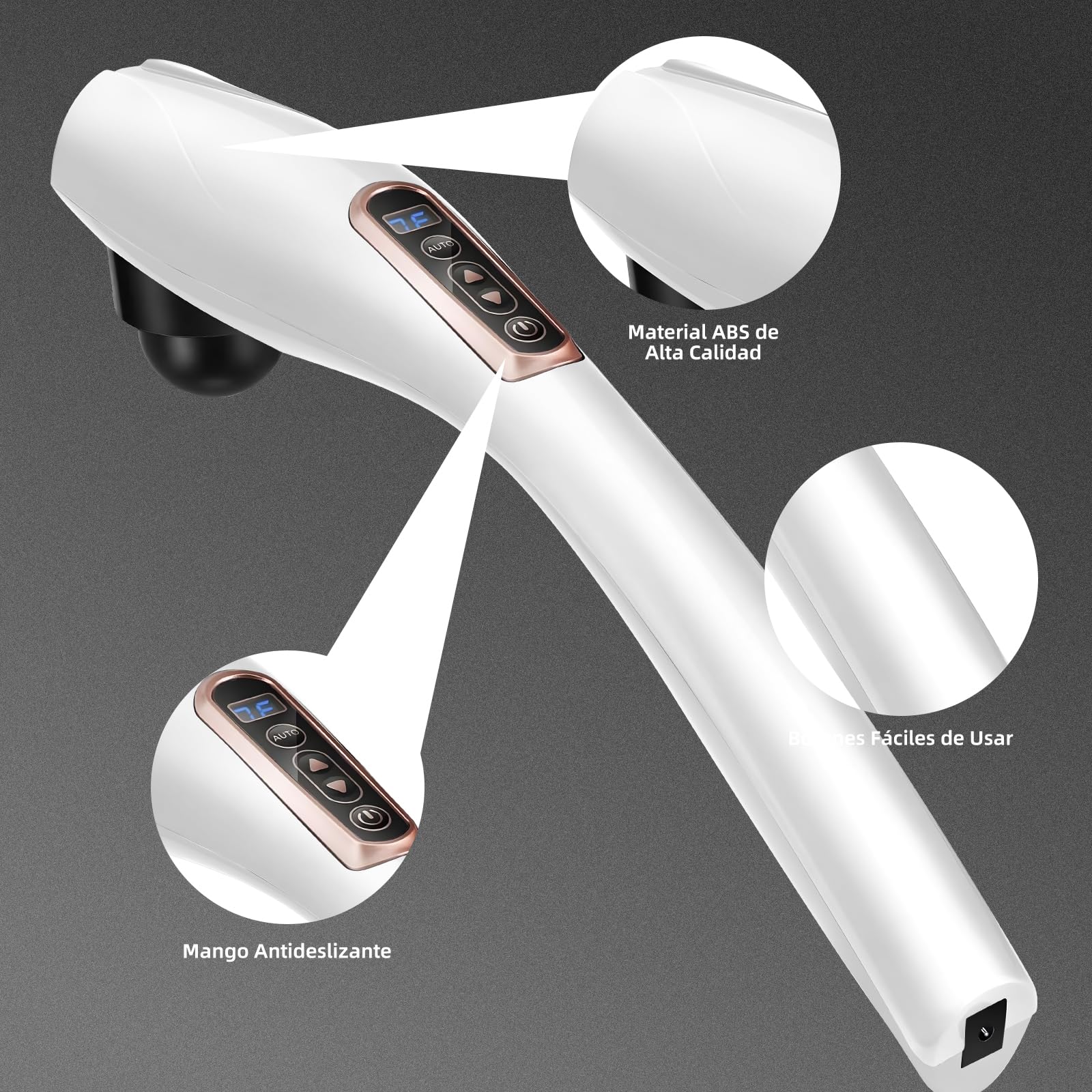 Yostyle Masajeador de Espalda, Masajeador de Mano con vibración de Tejido Profundo, Intensidad Ajustable, 10 velocidades y 12 Modos, Masajeador Muscular calentado para Espalda, Cuello, Hombros, piernas