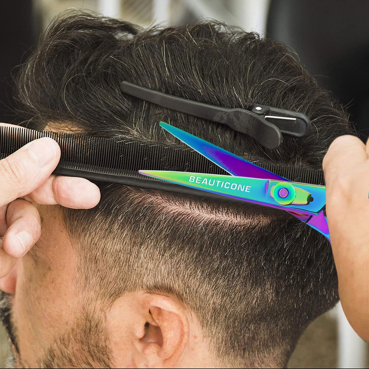 BEAUTICONE - Tijeras de corte de pelo profesionales de acero inoxidable de 6.5 pulgadas | Tijeras de peluquería | Cuchillas de borde liso y afilado - para hombres y mujeres (multi)