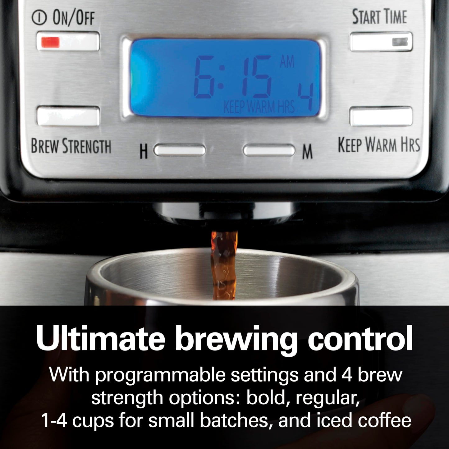 Hamilton Beach 48465 Brewstation - Cafetera Programable, Dispensador a Una Mano, Plata y Negro, 12 tazas
