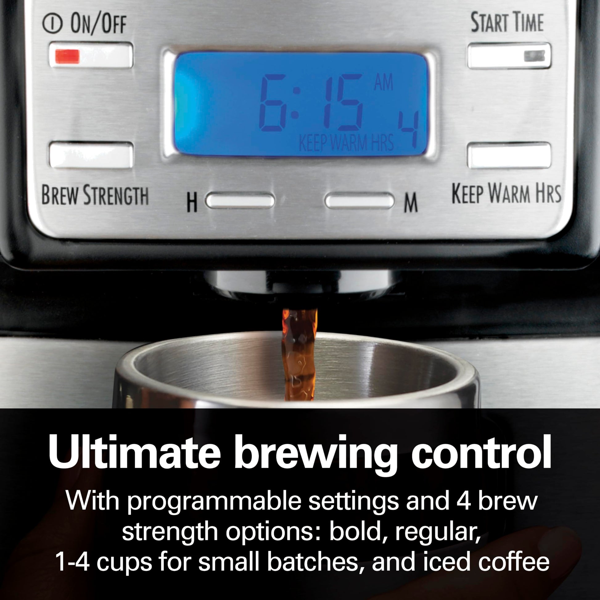 Hamilton Beach 48465 Brewstation - Cafetera Programable, Dispensador a Una Mano, Plata y Negro, 12 tazas