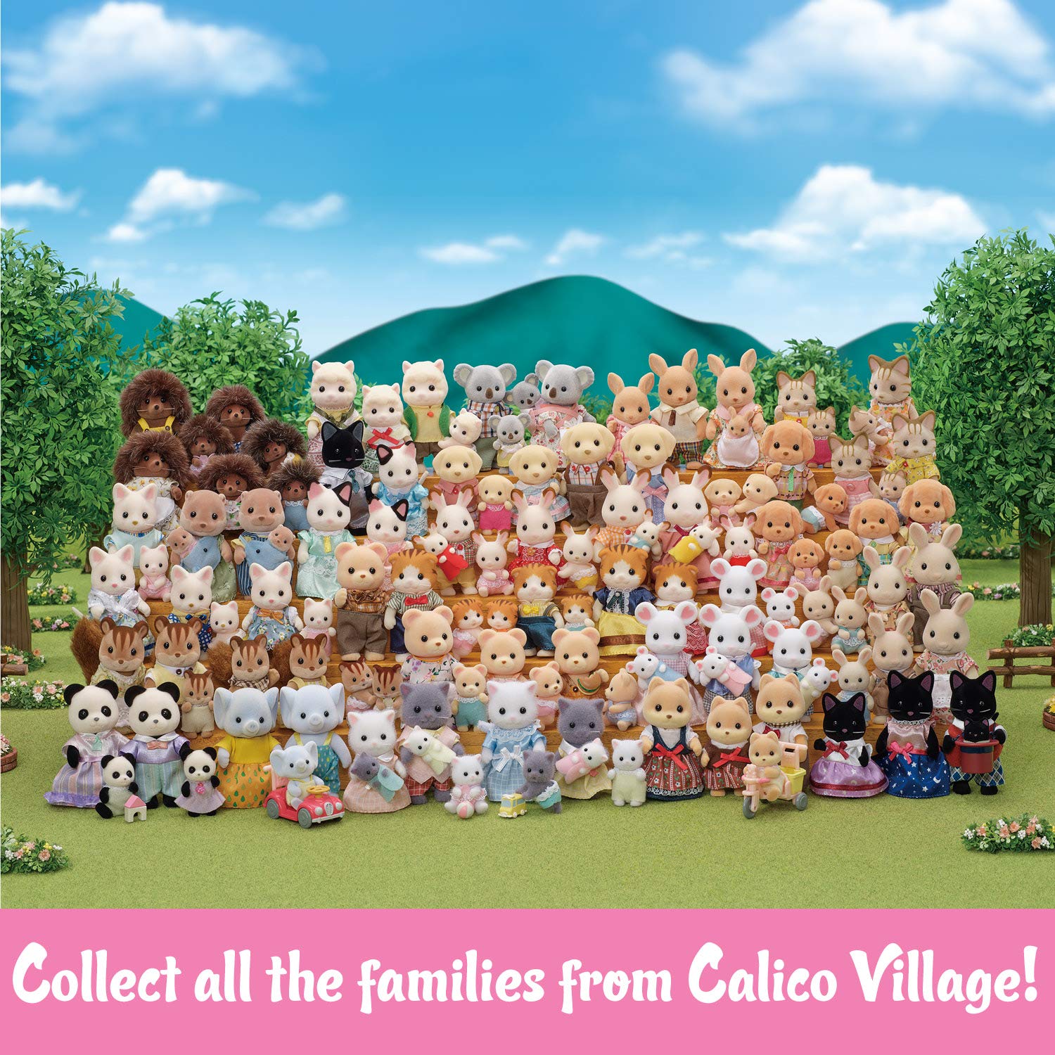Calico Critters Pookie Panda Family, muñecas, Cifras de casa de muñecas, Juguetes coleccionables con 4 Cifras Incluidas
