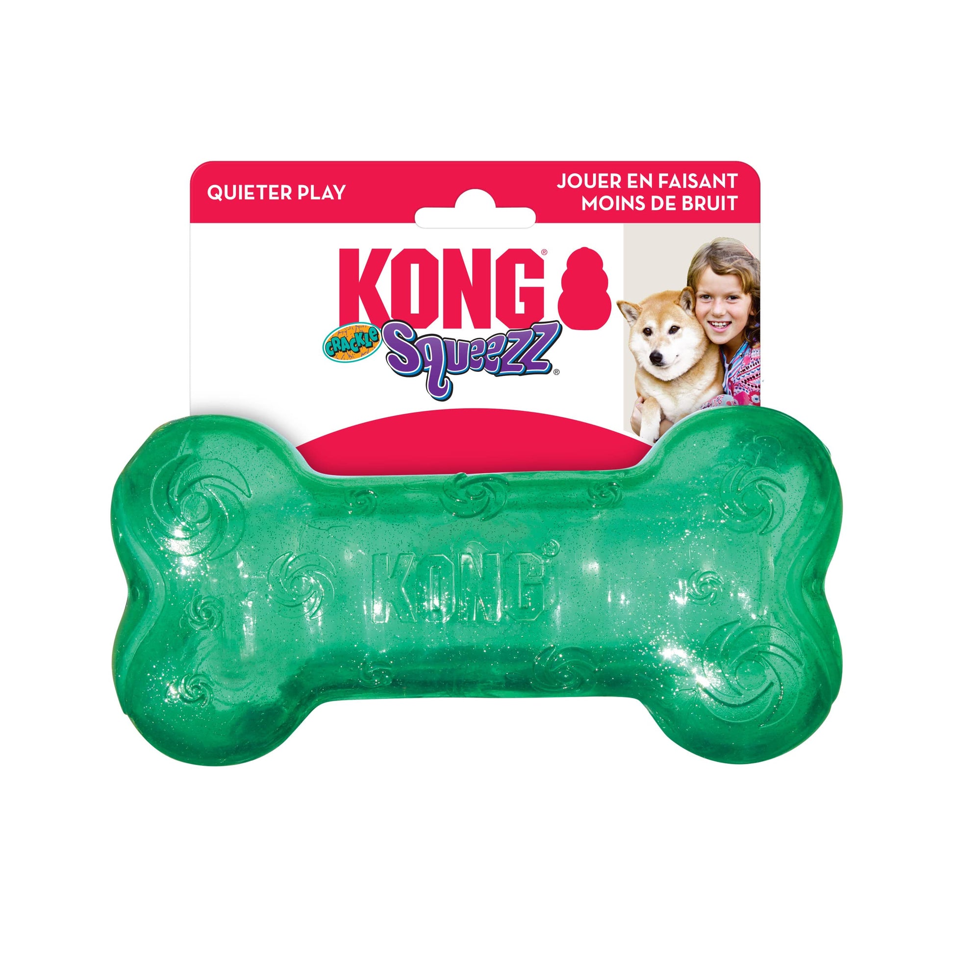Kong Squeezz Crackle Bone, Multicolor, Grande