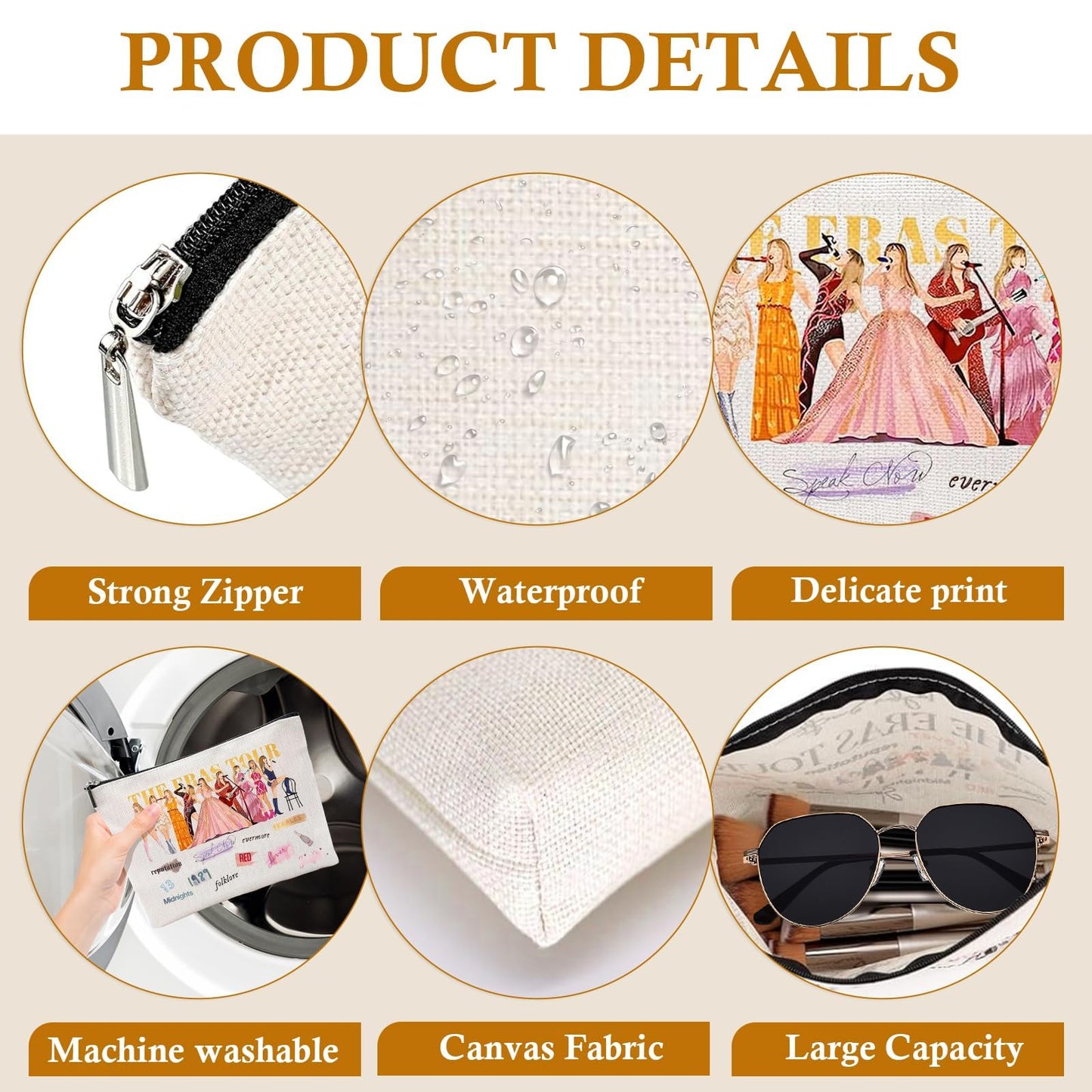 GORJESSFIT - Bolsa de maquillaje para amantes de la música, regalo para fanáticos de la gira, bolsa de cosméticos, bolsa de maquillaje portátil para mujeres y viajes, gimnasio, organización en el