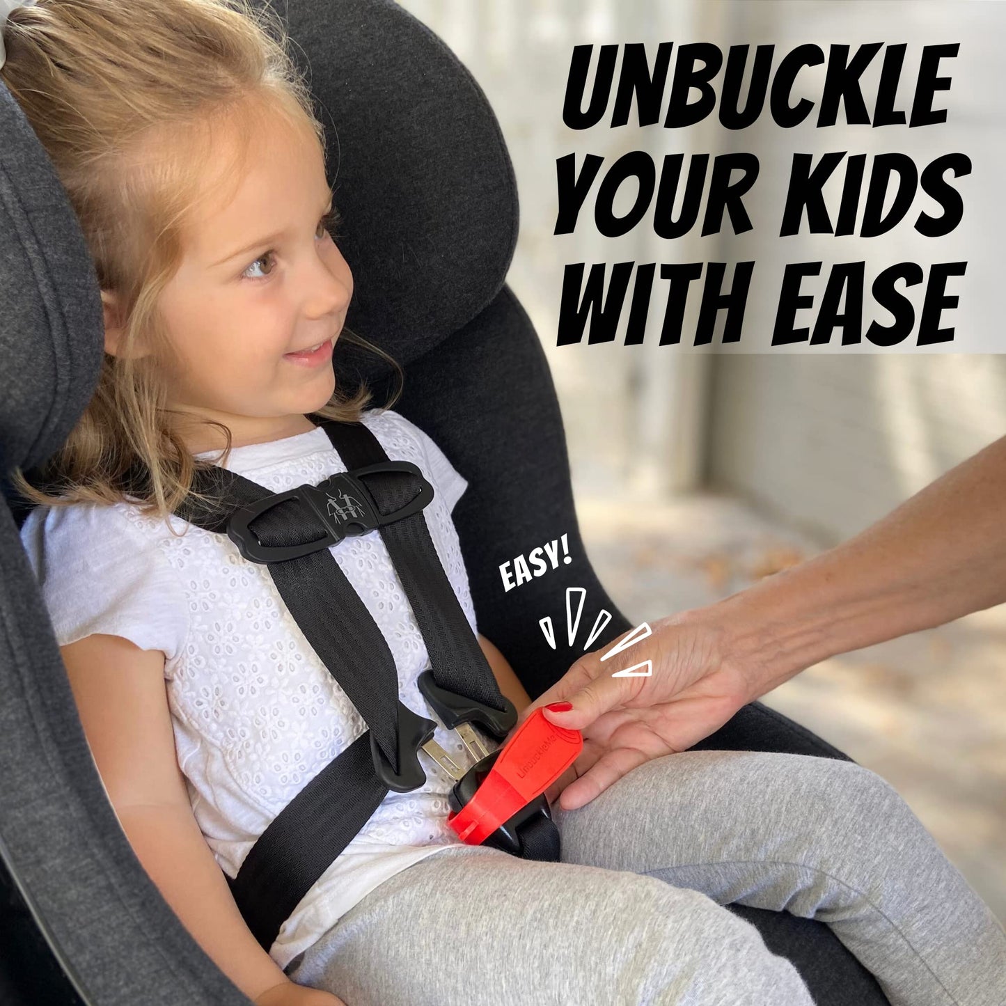 UnbuckleMe Car Seat Buckle Release Tool - As Seen On Shark Tank - Makes It Easy to Unbuckle A Child's Car Seat - Easy Tool for Parents, Grandparents & Older Children (1 Pack, Red)