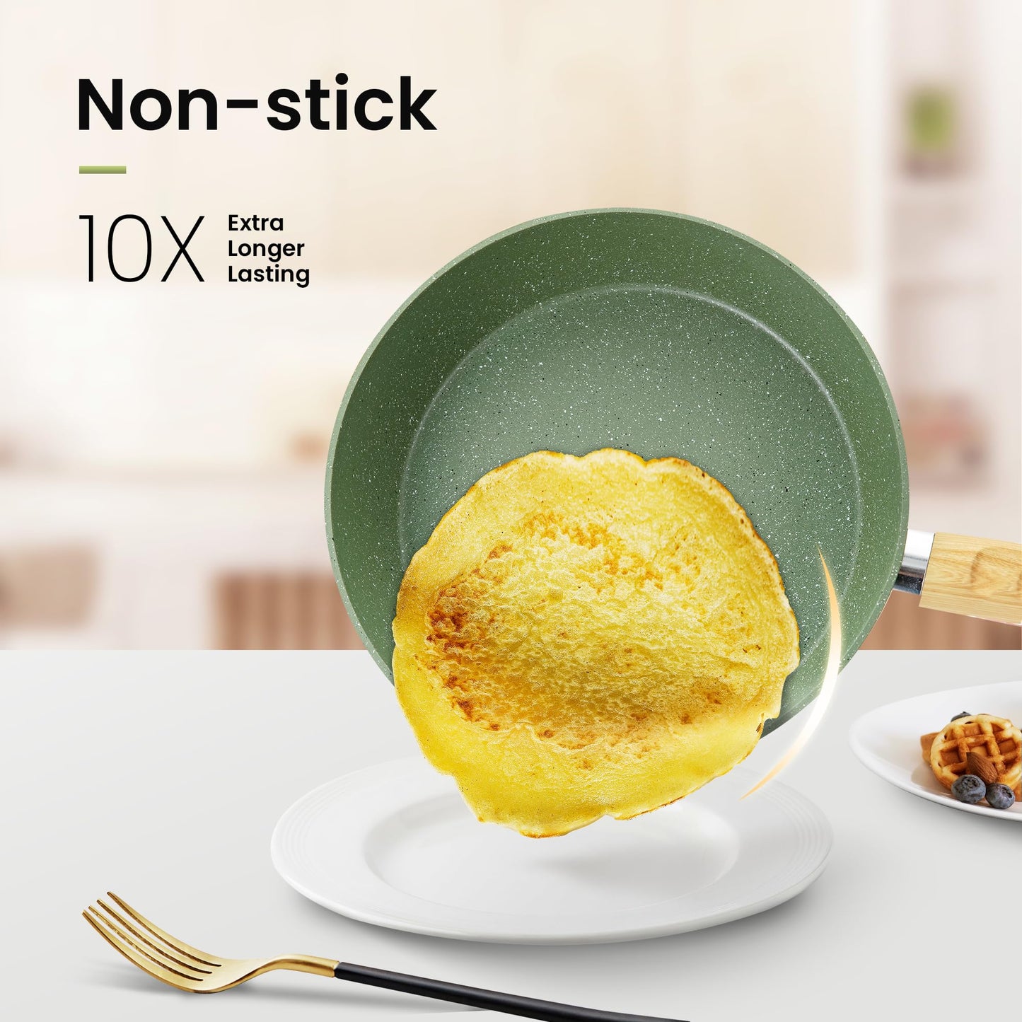 Kitchen Academy - Juego de ollas y sartenes antiadherentes, juego de utensilios de cocina de inducción de 30 piezas, juego de sartenes de cocina con revestimiento de granito verde