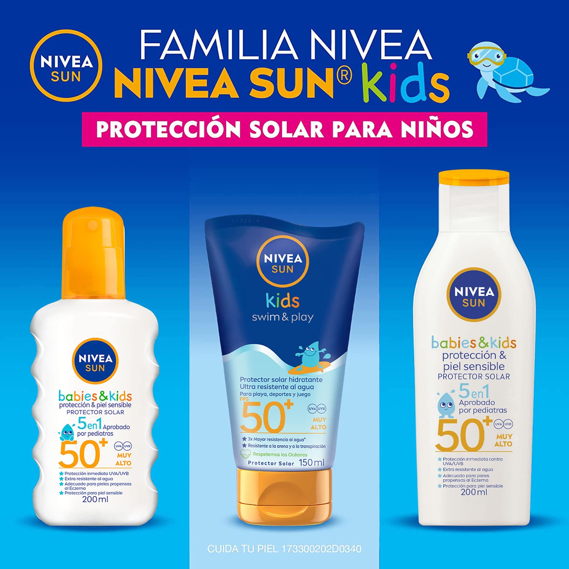 NIVEA SUN KIDS Protector Solar FPS 50+ en Spray Piel Sensible | 200 ml