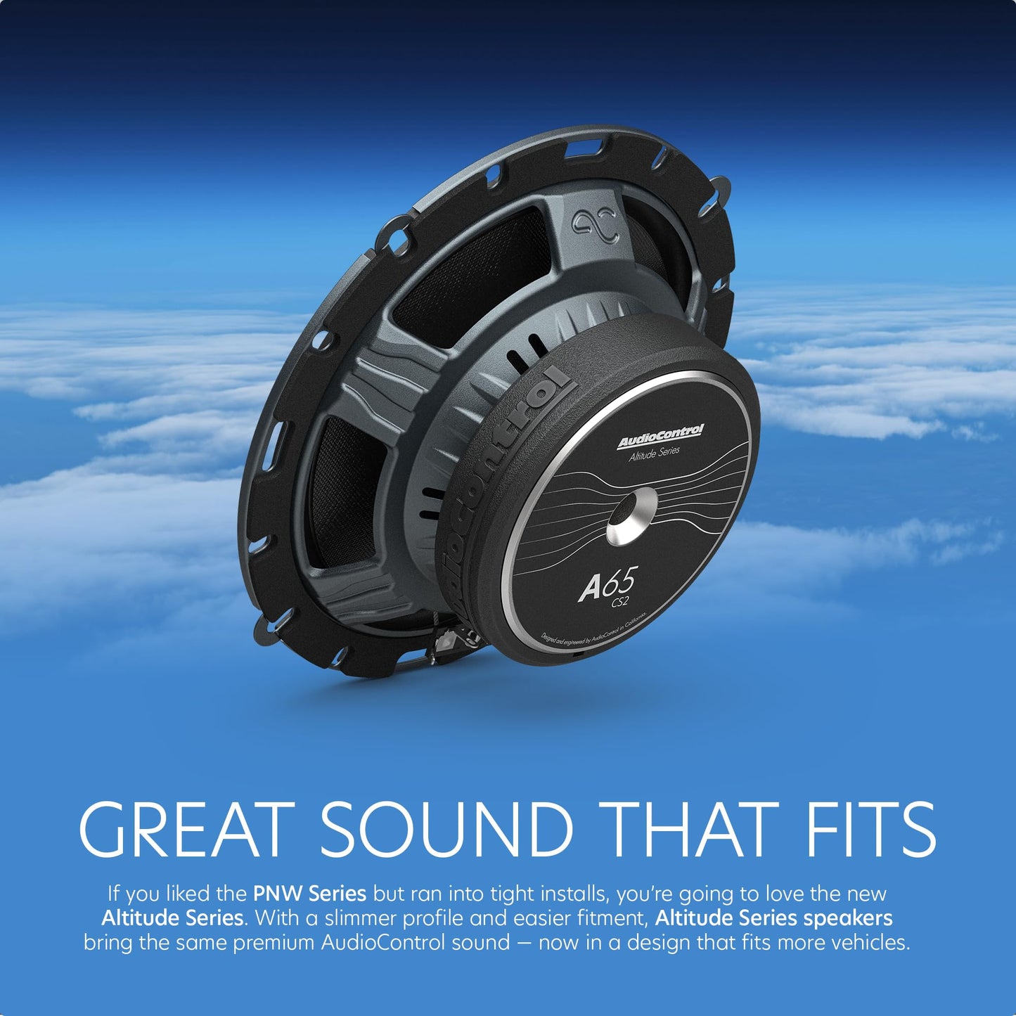 AudioControl Altitude Series 6.5 pulgadas - Juego de altavoces para coche (par) con tweeters de 1 pulgada, 100 W RMS, 4 ohmios, fácil instalación, cruzado, altavoces compactos para puerta trasera