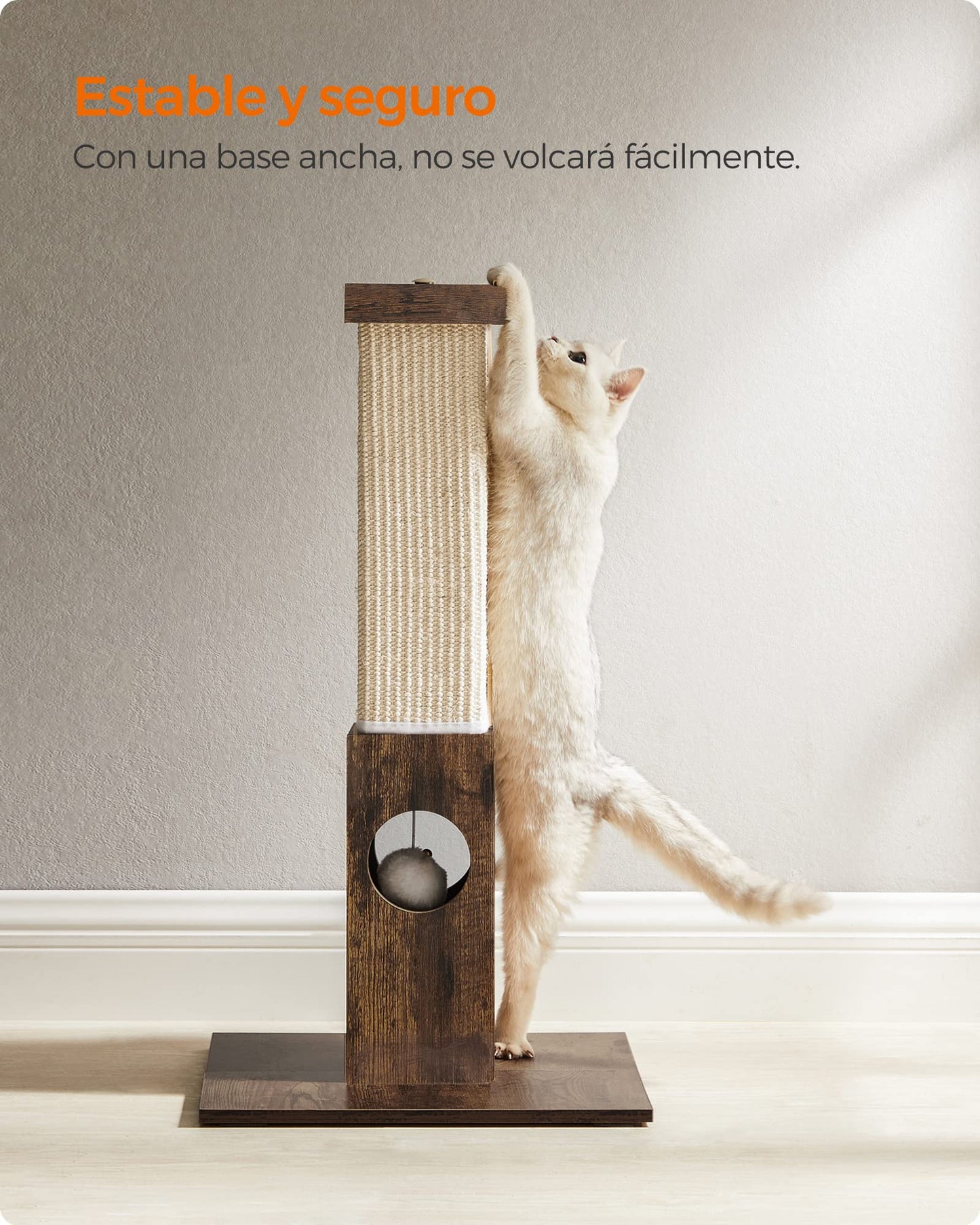 Feandrea Poste de Rascado para Gatos, 73 cm, Rascador de Sisal, Marrón Rústico MPCA021X01