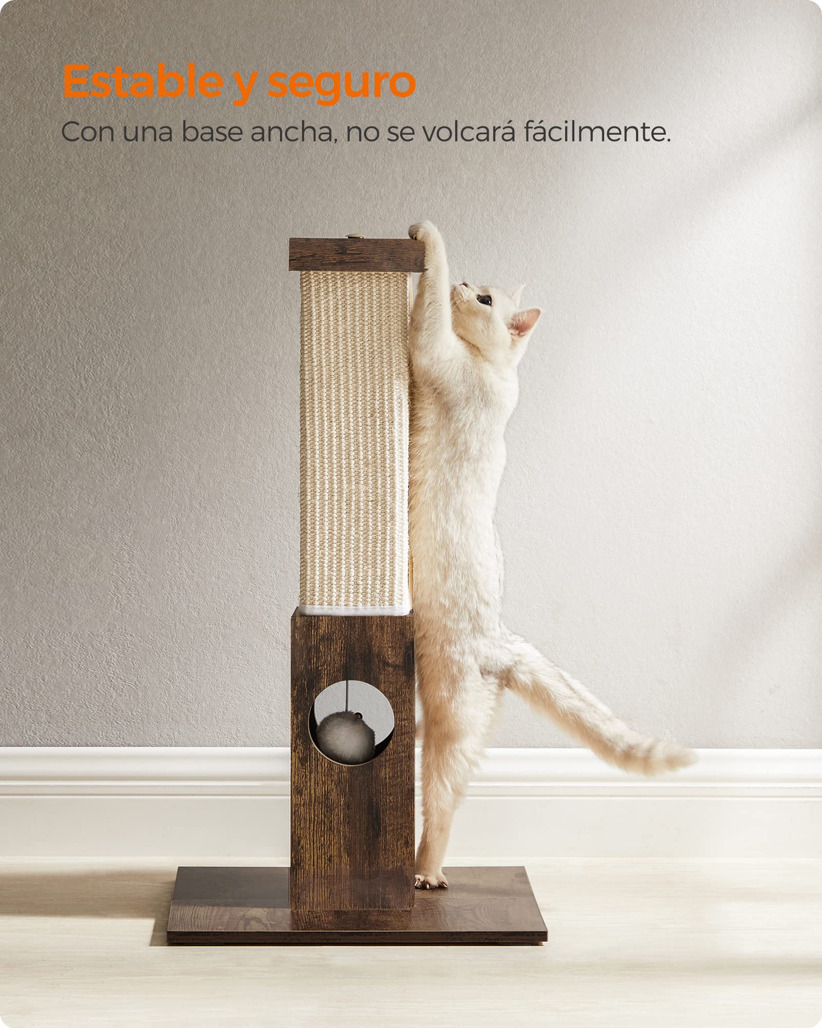Feandrea Poste de Rascado para Gatos, 73 cm, Rascador de Sisal, Marrón Rústico MPCA021X01