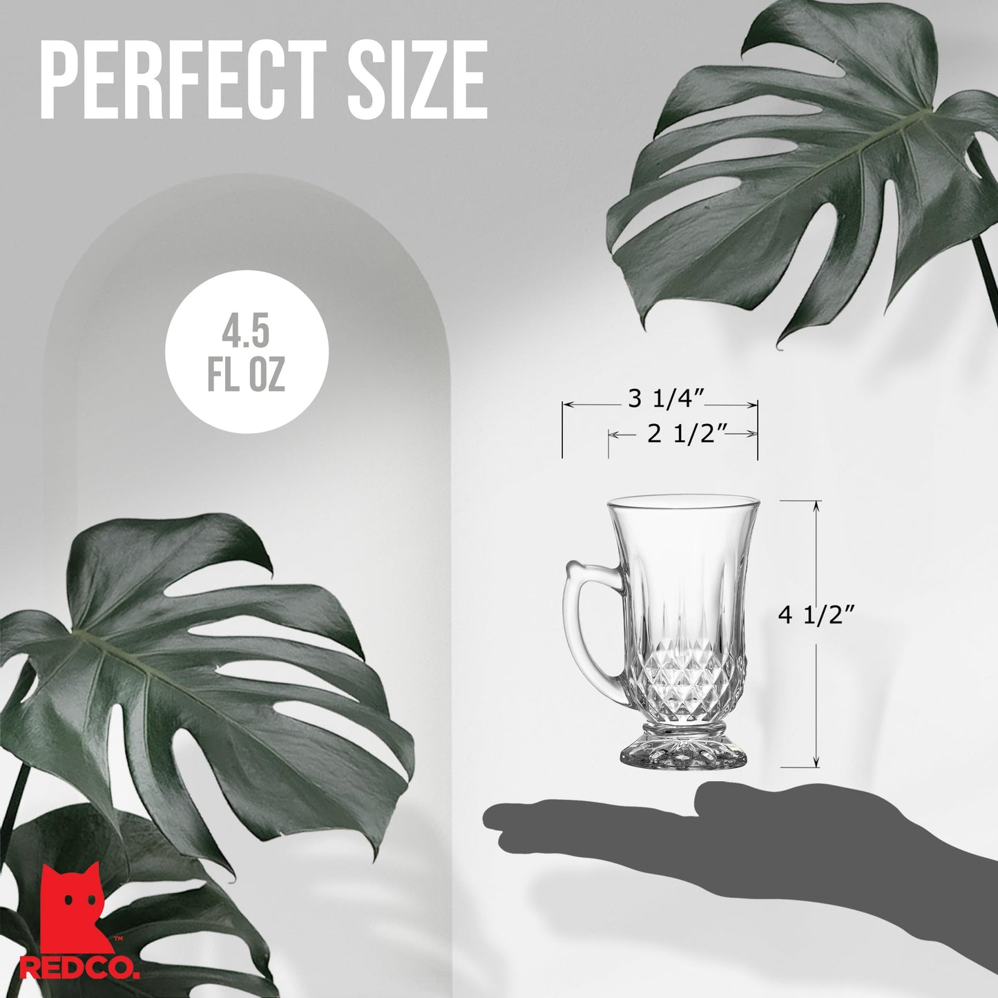 Juego de Tazas de Té de Vidrio Red Co. Transparente Clásico Diseño Grabado