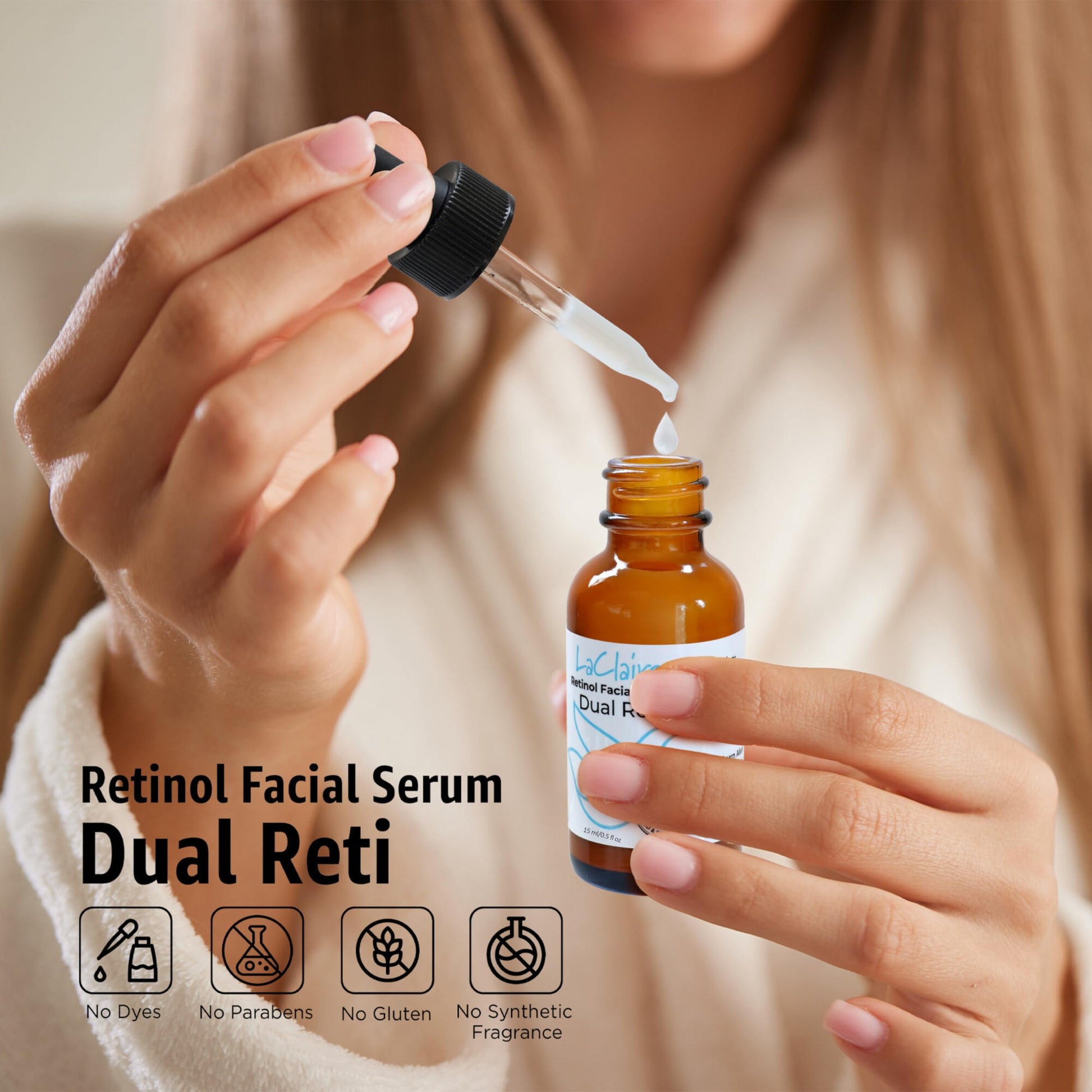 LaClaire 8% complejo suero facial de retinol – antienvejecimiento, brillo para el cuello y el suero facial ayuda a reafirmar, suavizar y nutrir la piel con ácido láctico, vitamina A y palmitato de