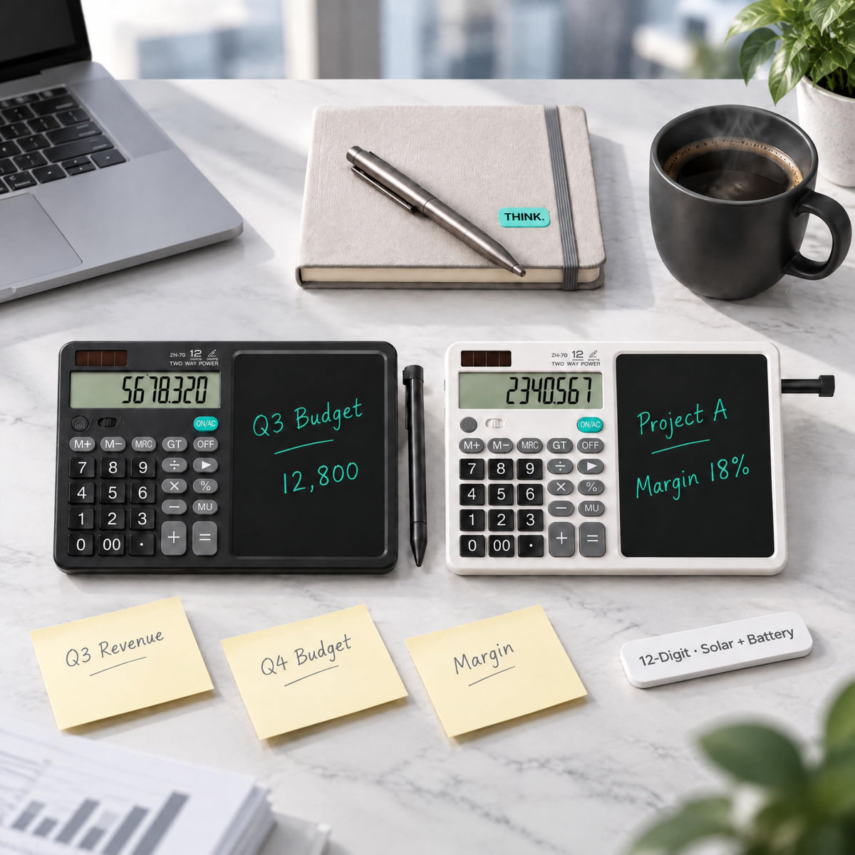 Calculadora de Escritorio DPEDUAI Negro con Tablero de Notas y Lápices Ópticos Integrados