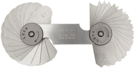 Mitutoyo 186-106, juego de indicadores de radio, 32 pares de hojas, 7,5 mm a 15 mm por 0,5 mm