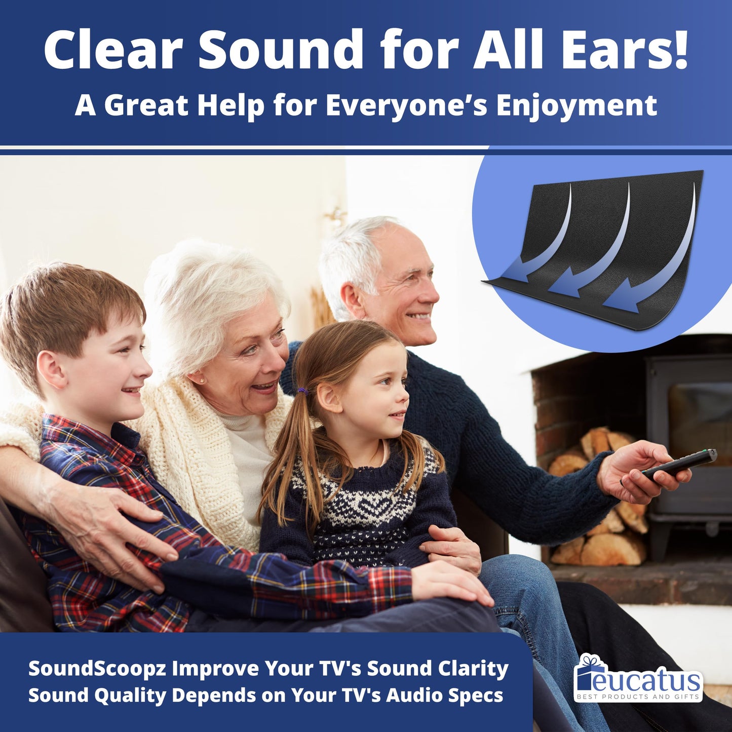 Eucatus Best Products and Gifts Juego de amplificador pasivo de altavoz de TV: redirige el sonido de cine en casa hacia ti, no el suelo sin una costosa barra de sonido. Mejora la claridad del sonido. Gran idea de regalo para mamá, papá, audiófilos y perso