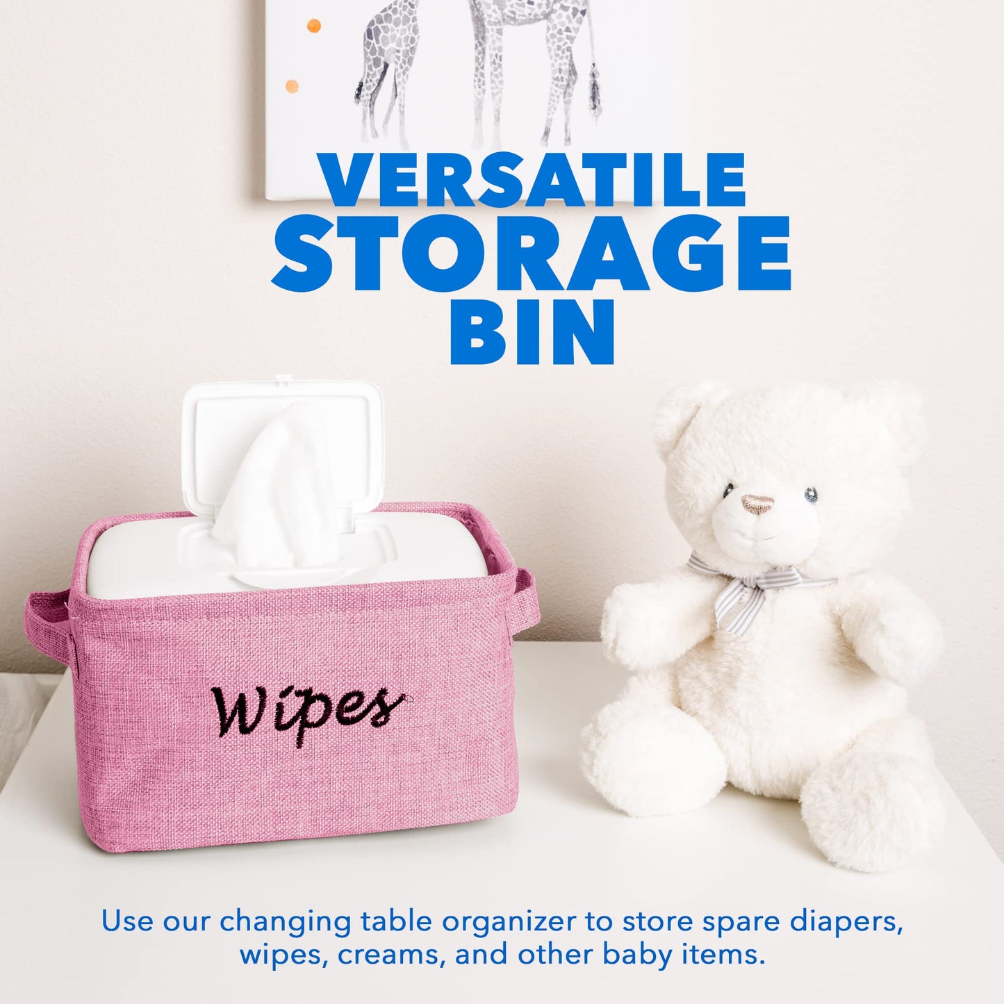 Dejaroo - Cestas para organizar toallitas y artículos esenciales para recién nacidos, organizador de pañales y toallitas, regalos bordados para baby shower, cesta de lino con asa, 9 x 6 x 5.5