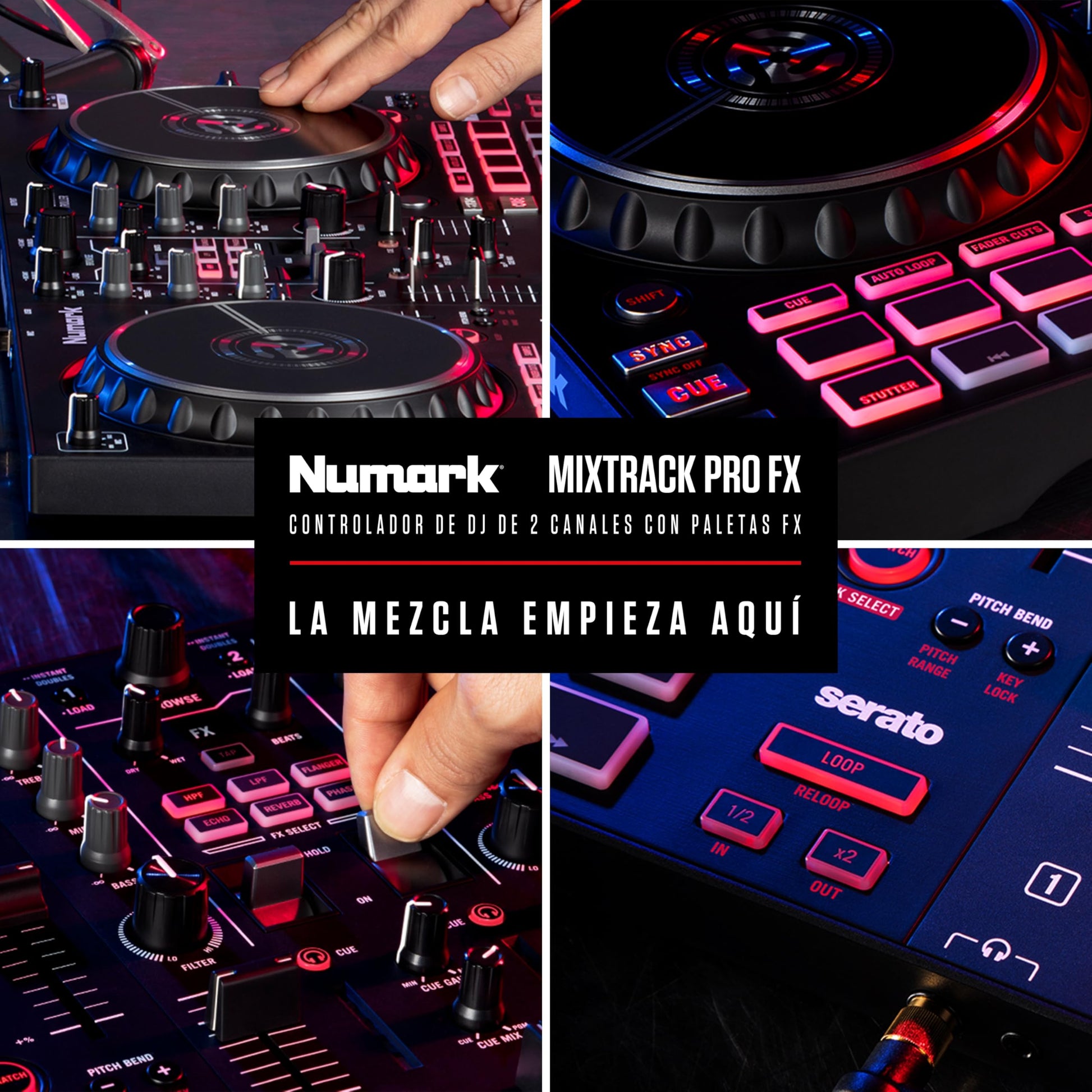 Controlador DJ Numark Mixtrack Pro FX Plata con Jog Wheels Táctiles para Serato DJ