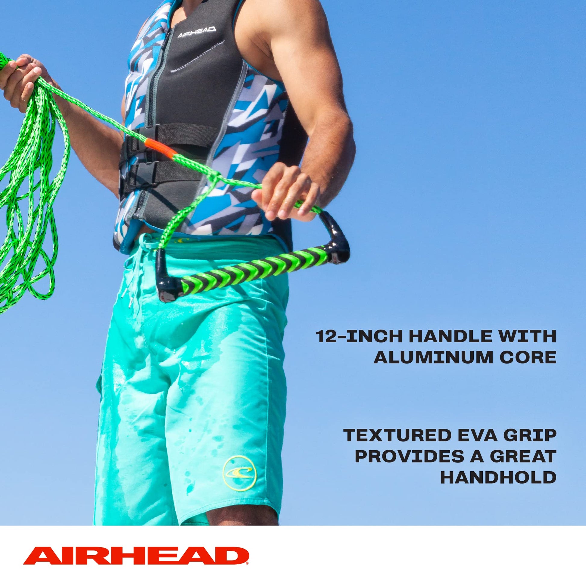 Kwik Tek AIRHEAD AHSR-9 Watersports Rope with Eva Handle, 75 -Feet