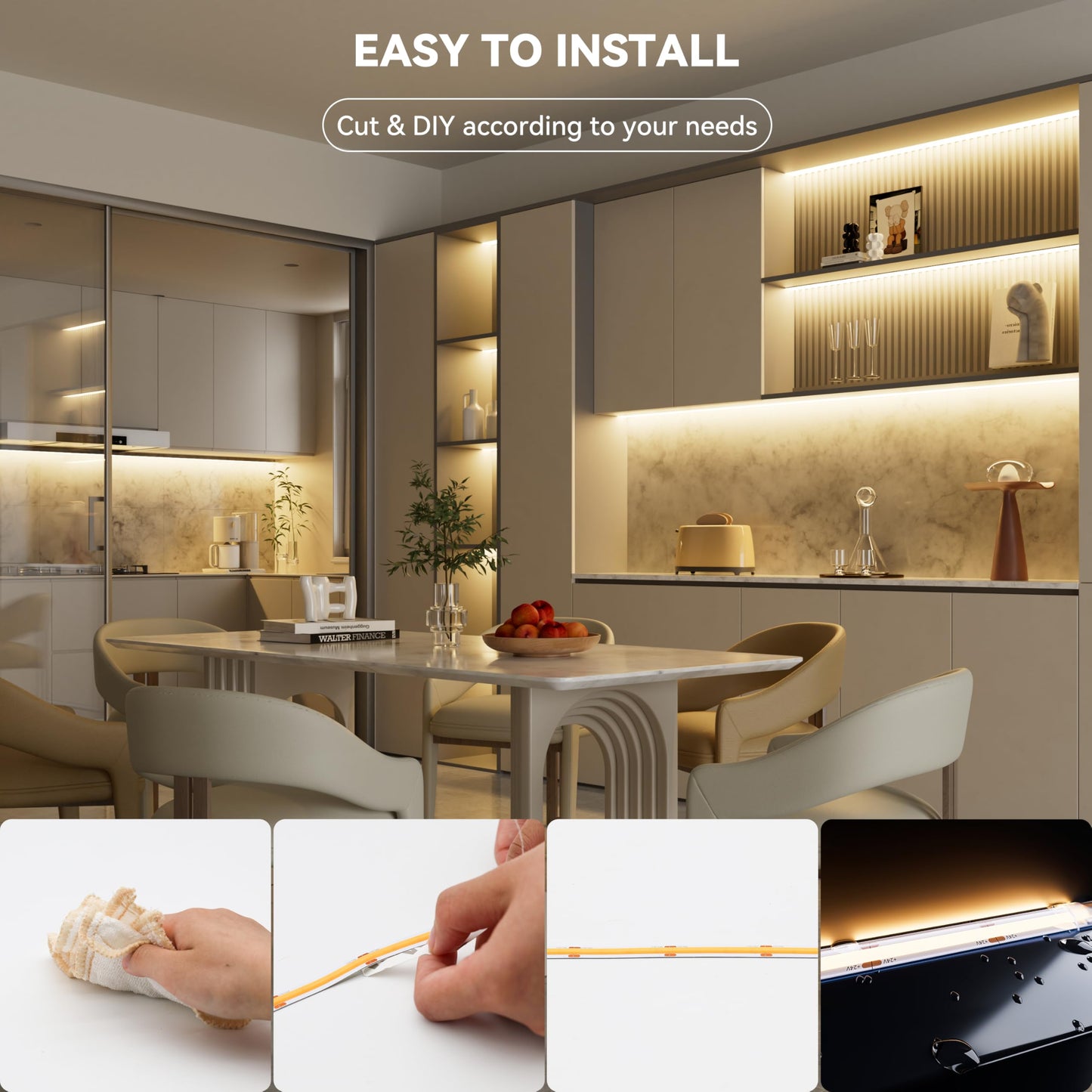 Tira de Luz LED Pautix Blanco Cálido Impermeable Alto Lúmenes para Proyectos de Bricolaje