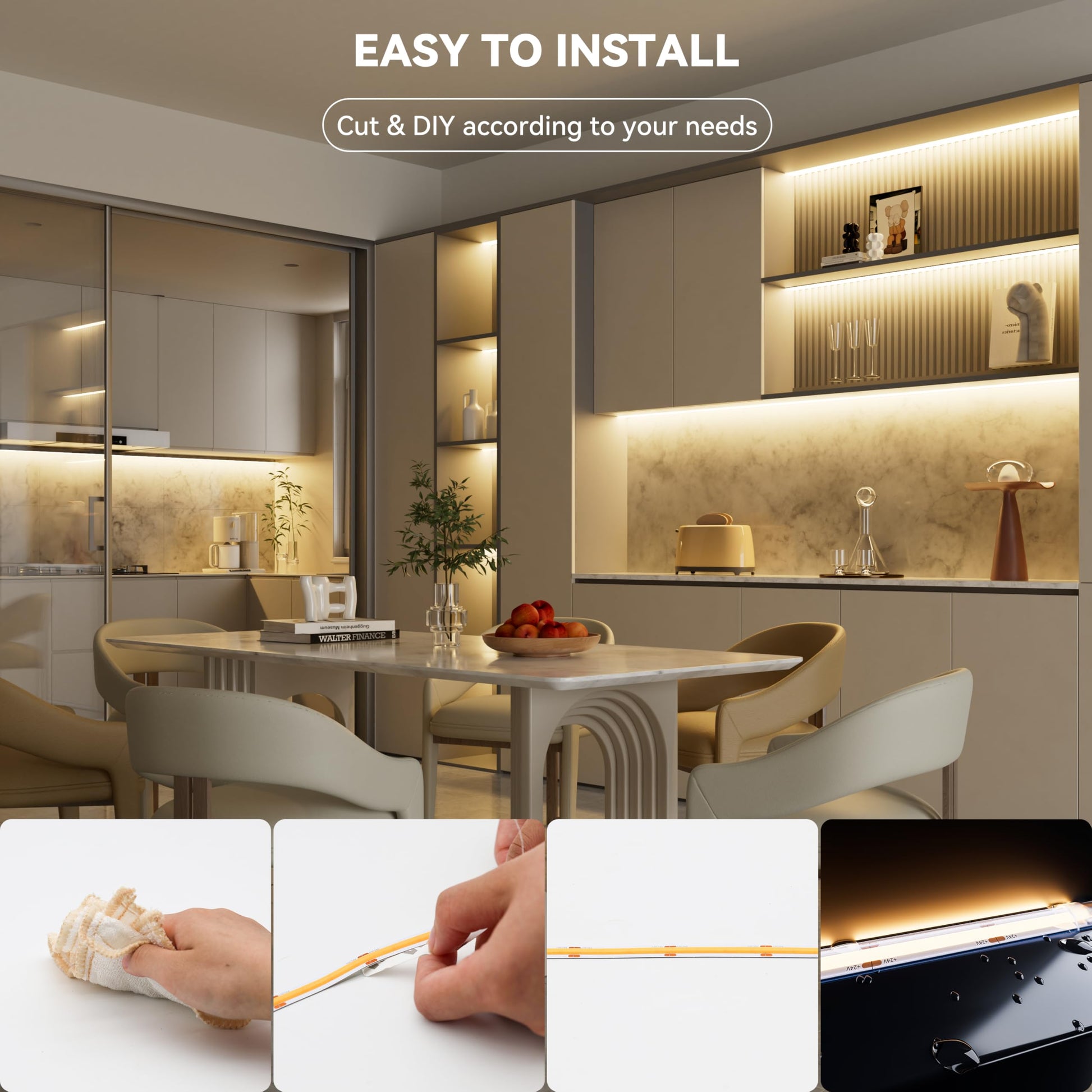 Tira de Luz LED Pautix Blanco Cálido Impermeable Alto Lúmenes para Proyectos de Bricolaje
