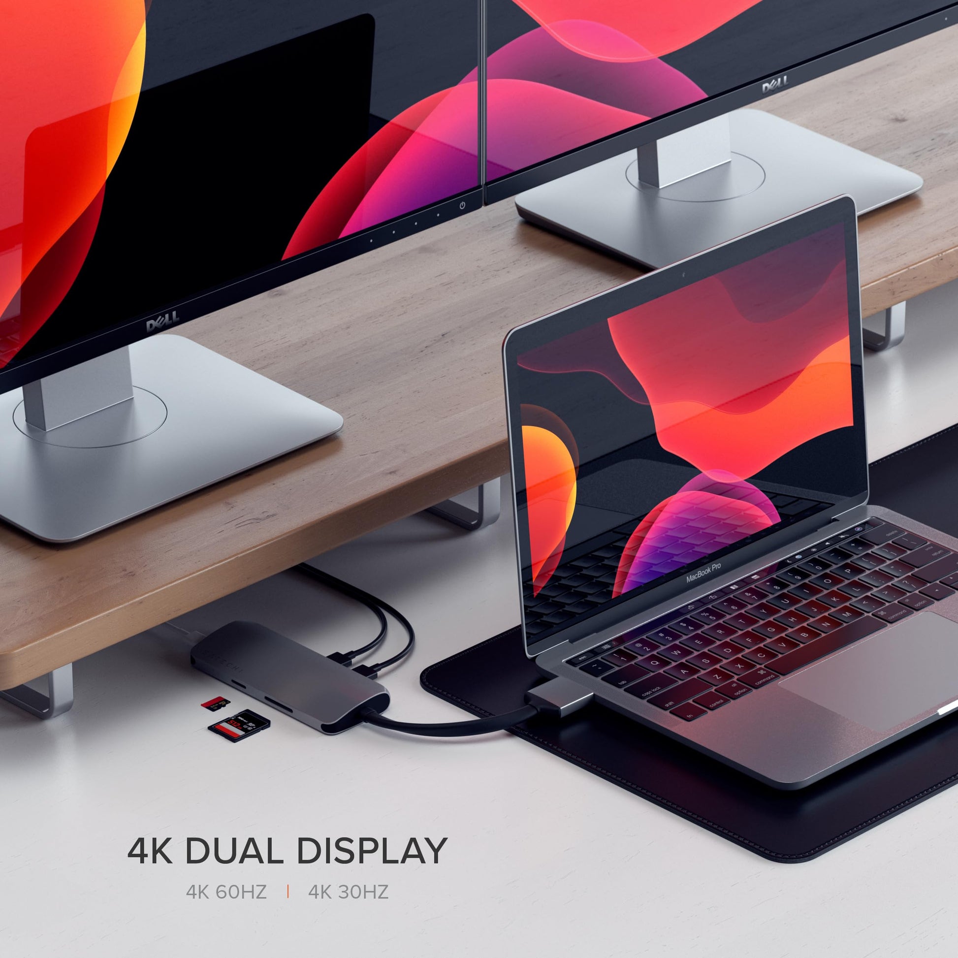 SATECHI Adaptador USB C Doble Multimedia Tipo-C con HDMI 4K, USB-C PD, Gigabit Ethernet, Lector de Tarjetas MicroSD, USB 3.0 - para M2/ M1 MacBook Pro/Air (Gris Espacial)