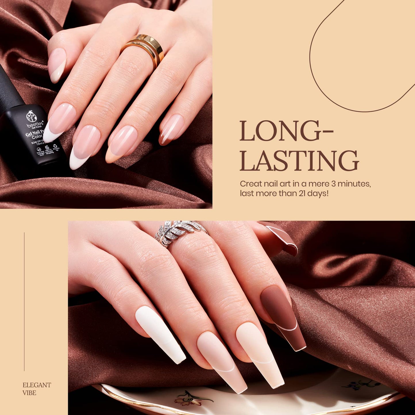 Beetles Juego de esmalte de uñas en gel, 6 colores, colección Sandstorm, color nude, rosa, melocotón, marrón, kit de manicura natural, lámpara LED ultravioleta necesaria para mujeres, regalo DIY para el hogar