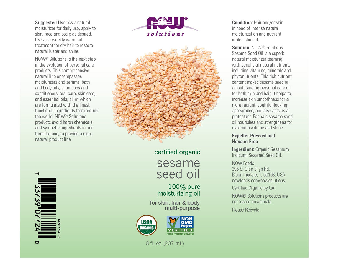 Now Foods | Organic Sesame Seed Oil, 237 Ml