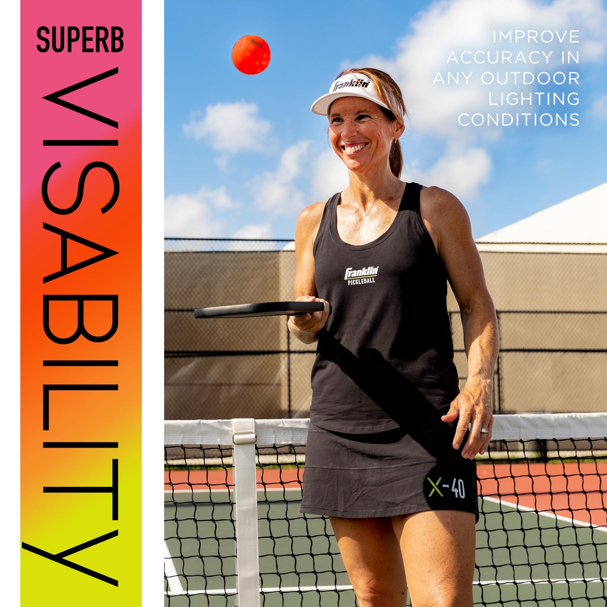 Franklin Sports - Bolas de Pickleball X-40 para Exteriores, aprobadas por Estados Unidos (USAPA) - Paquete de 3 Pickleballs Exteriores - Ember - Bola Abierta de Estados Unidos