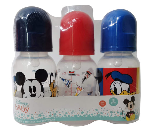 Cudlie Disney Baby Boy Mickey Mouse 5 oz Pack of Three Baby Bottles, Mickey Friends