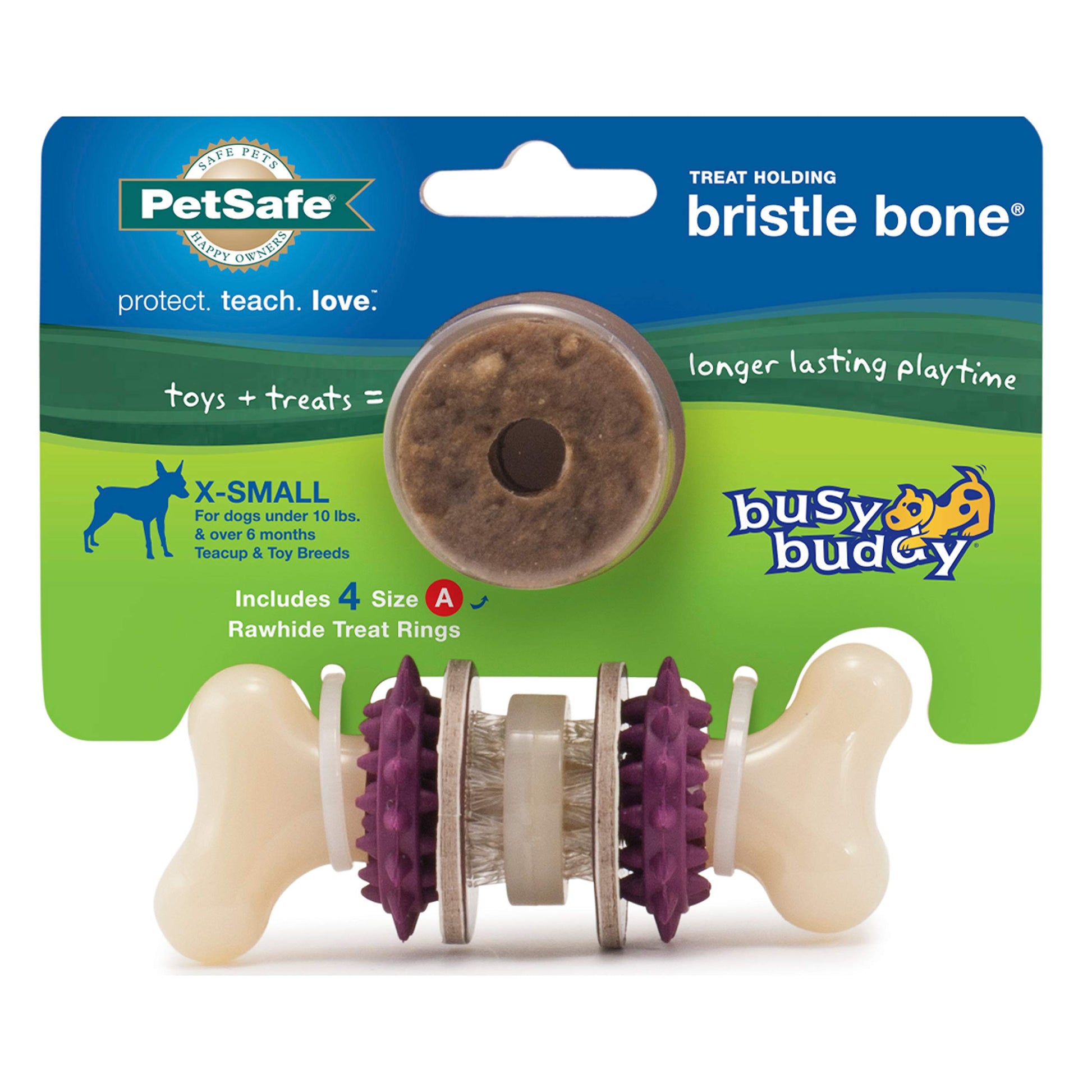 PetSafe Busy Buddy Bristle Bone Juguete para Perro, Extra pequeño