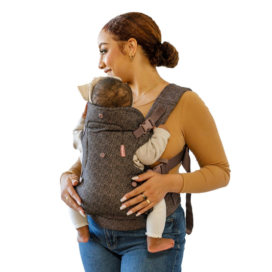 Infantino Flip Advanced Portabebés 4 en 1 – Ergonómico, Convertible, frontal y frontal hacia fuera Portabebés delantero y trasero para recién nacidos a niños pequeños 8-35 libras, leopardo